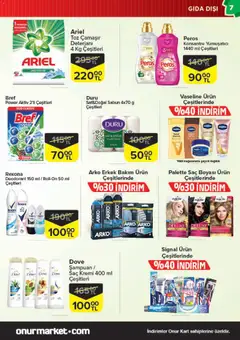 28.10.2025 tarihinden itibaren geçerli olan Onur Market kataloğu önizlemesi | Sayfa: 7 | Ürünler: Saç Kremi, Sabun, Çamaşır deterjanı, Yumuşatıcı