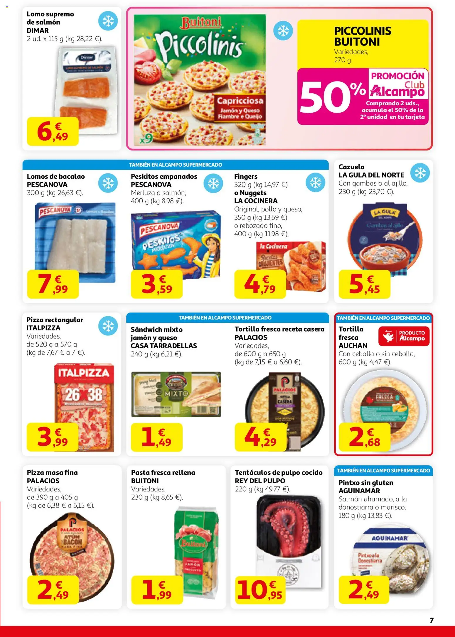 Alcampo - HP Nacional Unificado │ válido desde el 12.02.2026 | Página: 7 | Productos: Queso, Jamón, Pasta, Nuggets