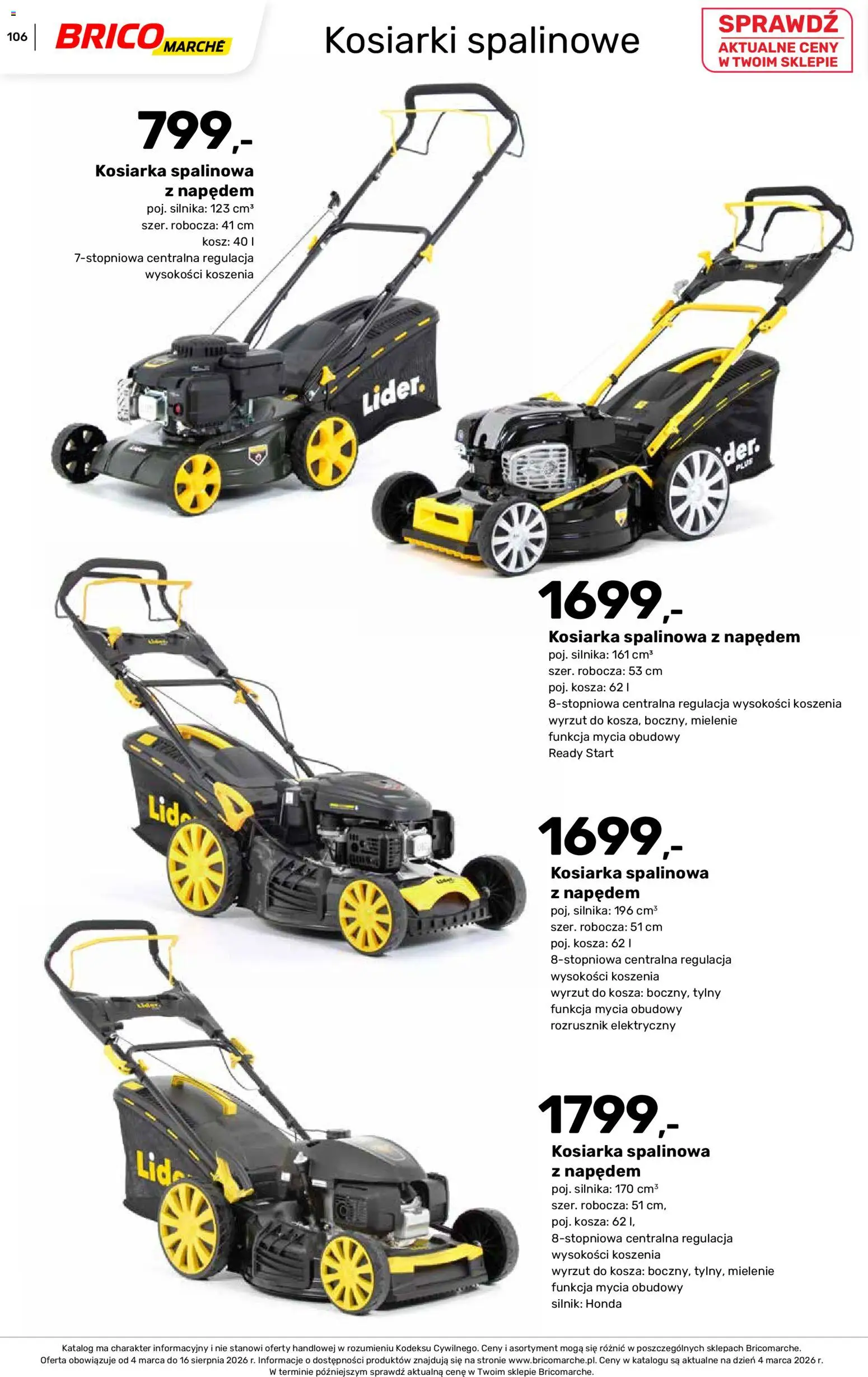 Brico Marché gazetka - Wiosna od 04.03.2026 | Strona: 106 | Produkty: Kosiarka, Kosz