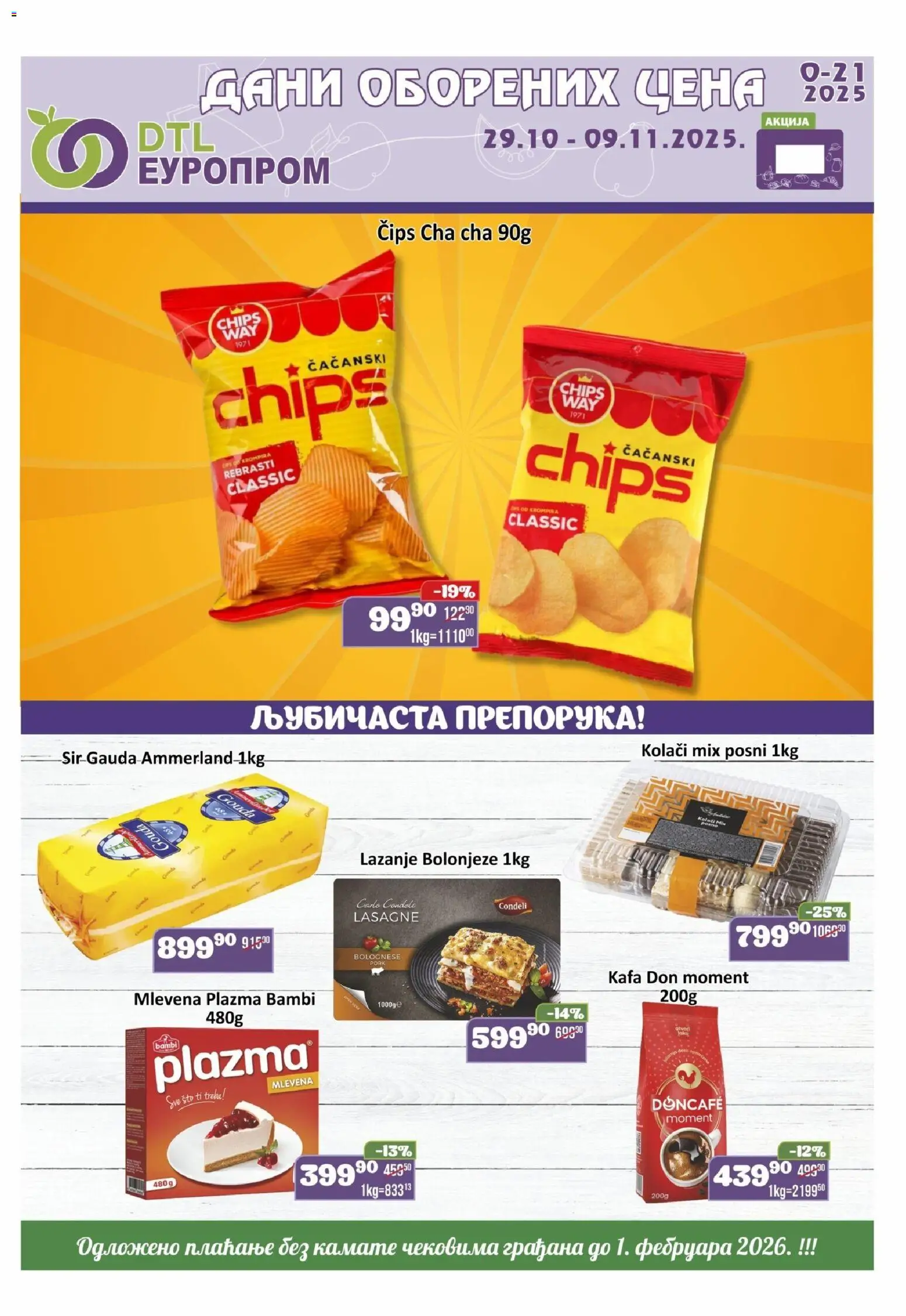 Europrom katalog - važi od 29.10.2025 | Strana: 1 | Proizvode: Sto, Mlevena plazma, Plazma, Sir
