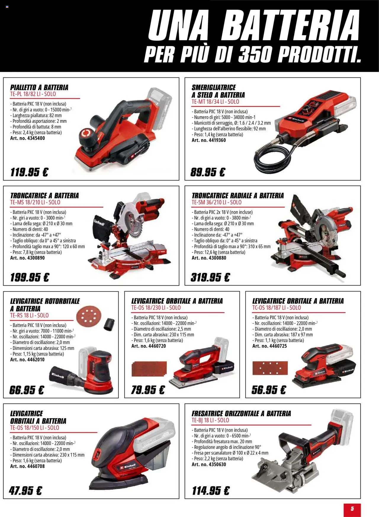 Volantino Einhell del 01.10.2025 | Pagina: 5 | Prodotti: Sega, Smerigliatrice, Batteria