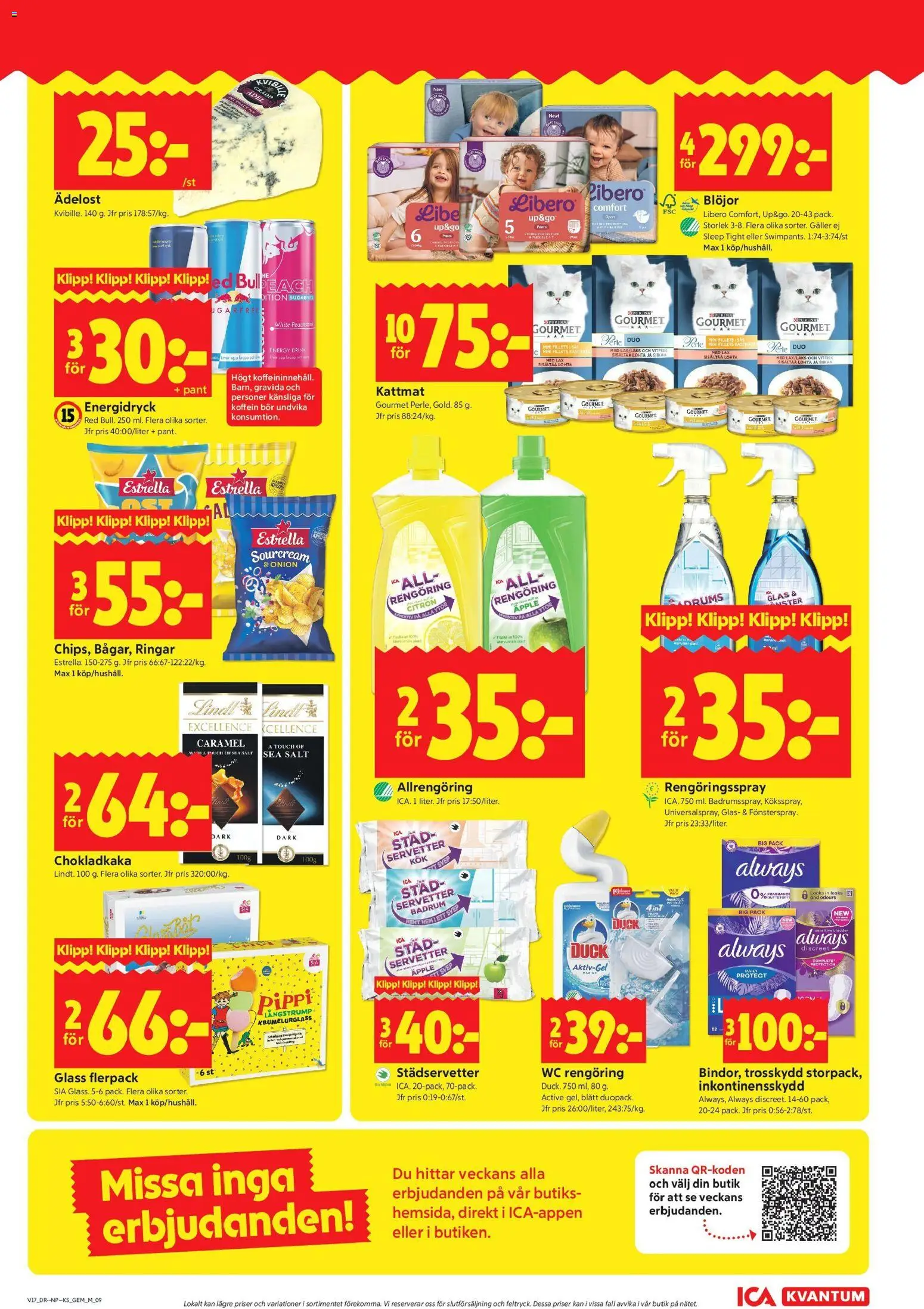 ICA Kvantum reklamblad aktuell från 20.04.2026 | Sida: 9 | Produkter: Lax, Kattmat, Glass, Tv