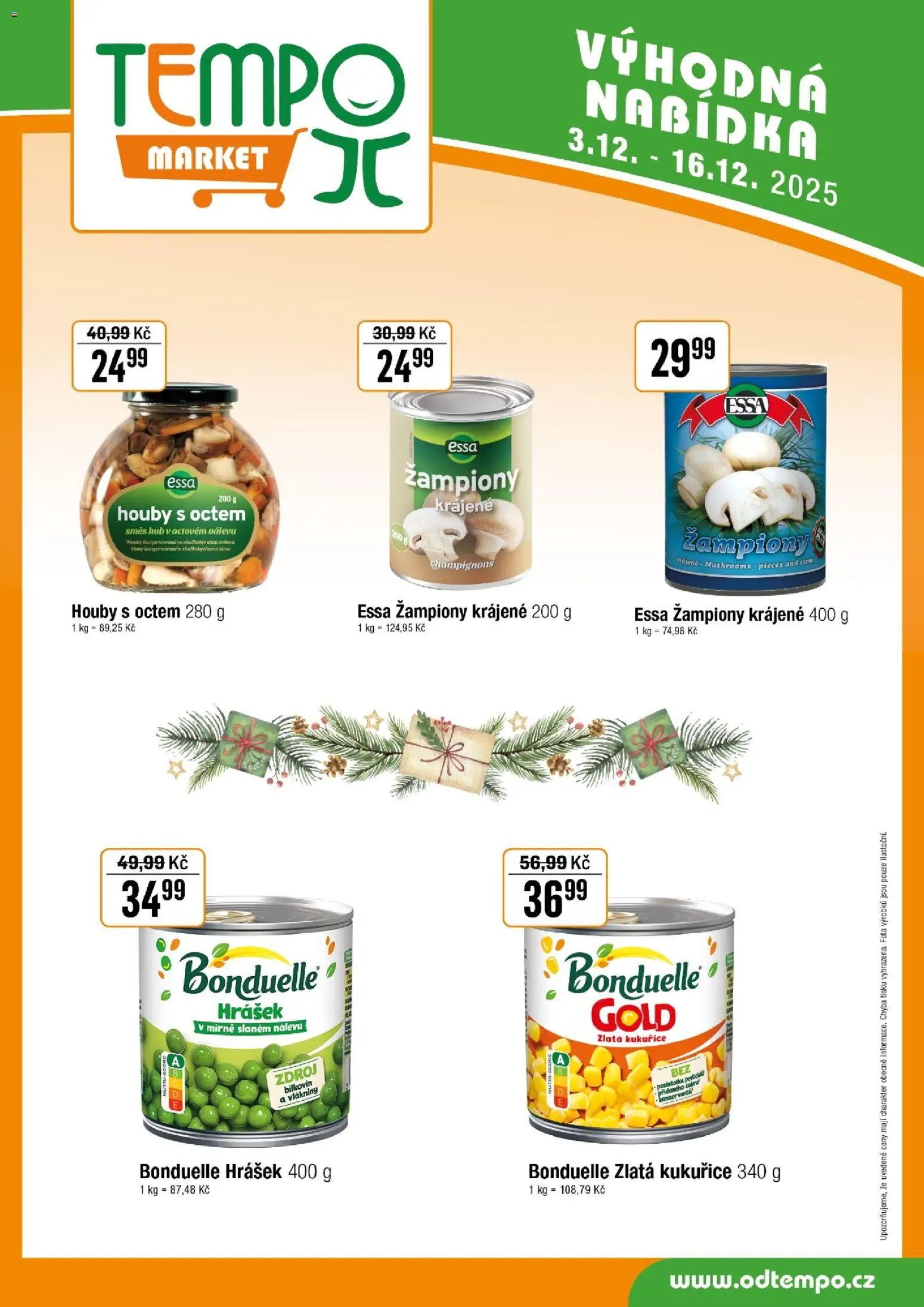Tempo leták od 03.12.2025 | Strana: 13 | Produkty: Žampiony, Hrášek