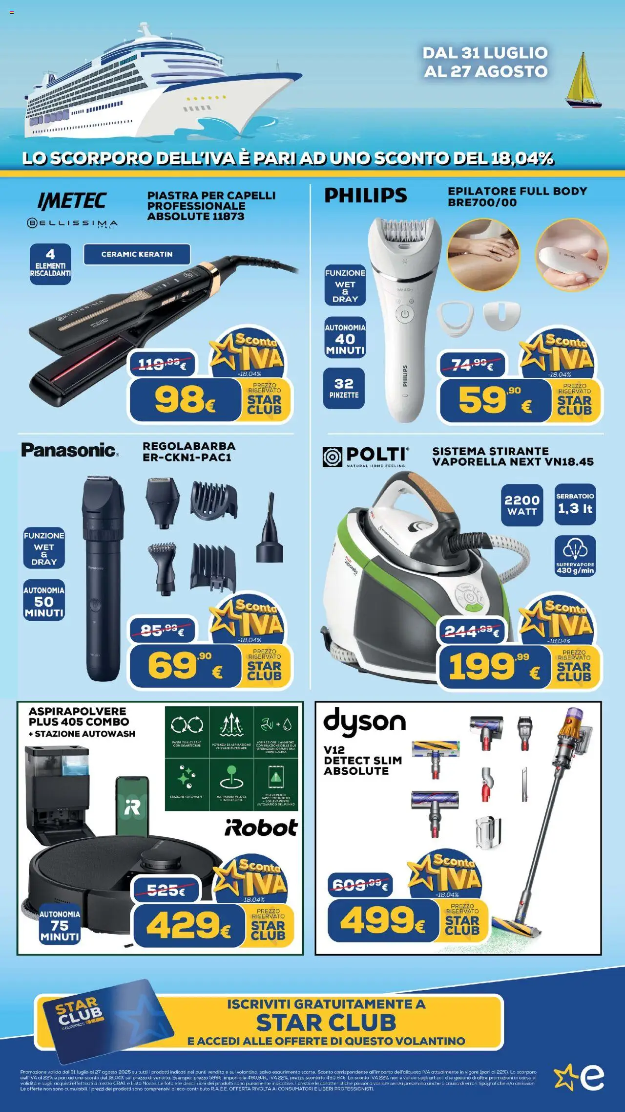 Volantino Euronics del 31.07.2025 | Pagina: 31 | Prodotti: Regolabarba, Body, Aspirapolvere, Epilatore