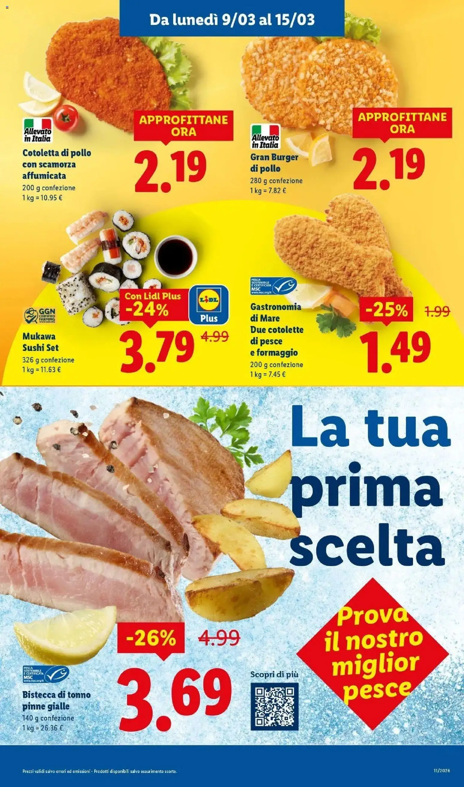 Volantino Lidl del 09.03.2026 | Pagina: 13 | Prodotti: Pesce, Pinne, Tonno, Sushi