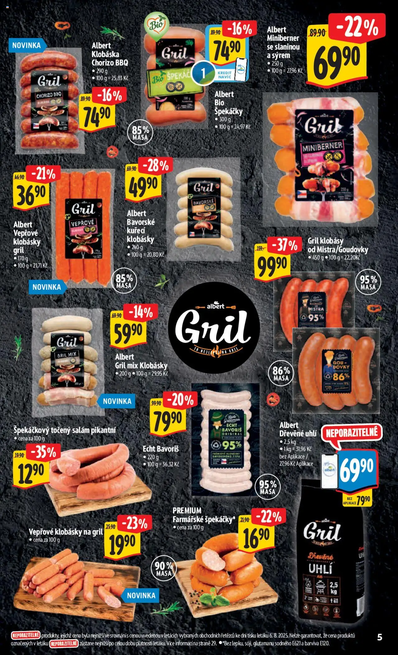 Albert leták - Hypermarket od 13.08.2025 | Strana: 10 | Produkty: Salám, Dřevěné uhlí, Klobásky, Chorizo