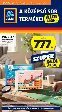 Aldi - Középső sor termékei - amely érvényes a következő dátumtól: 30.10.2025
