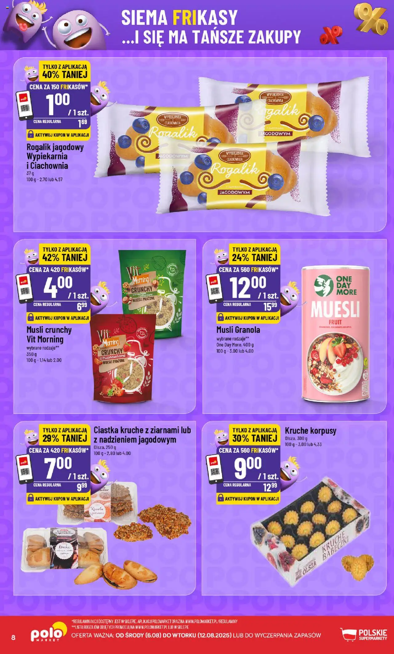 POLOmarket Gazetka - Frikasowe hity od 06.08.2025 | Strona: 8 | Produkty: Granola, Ciastka kruche, Musli, Ciastka