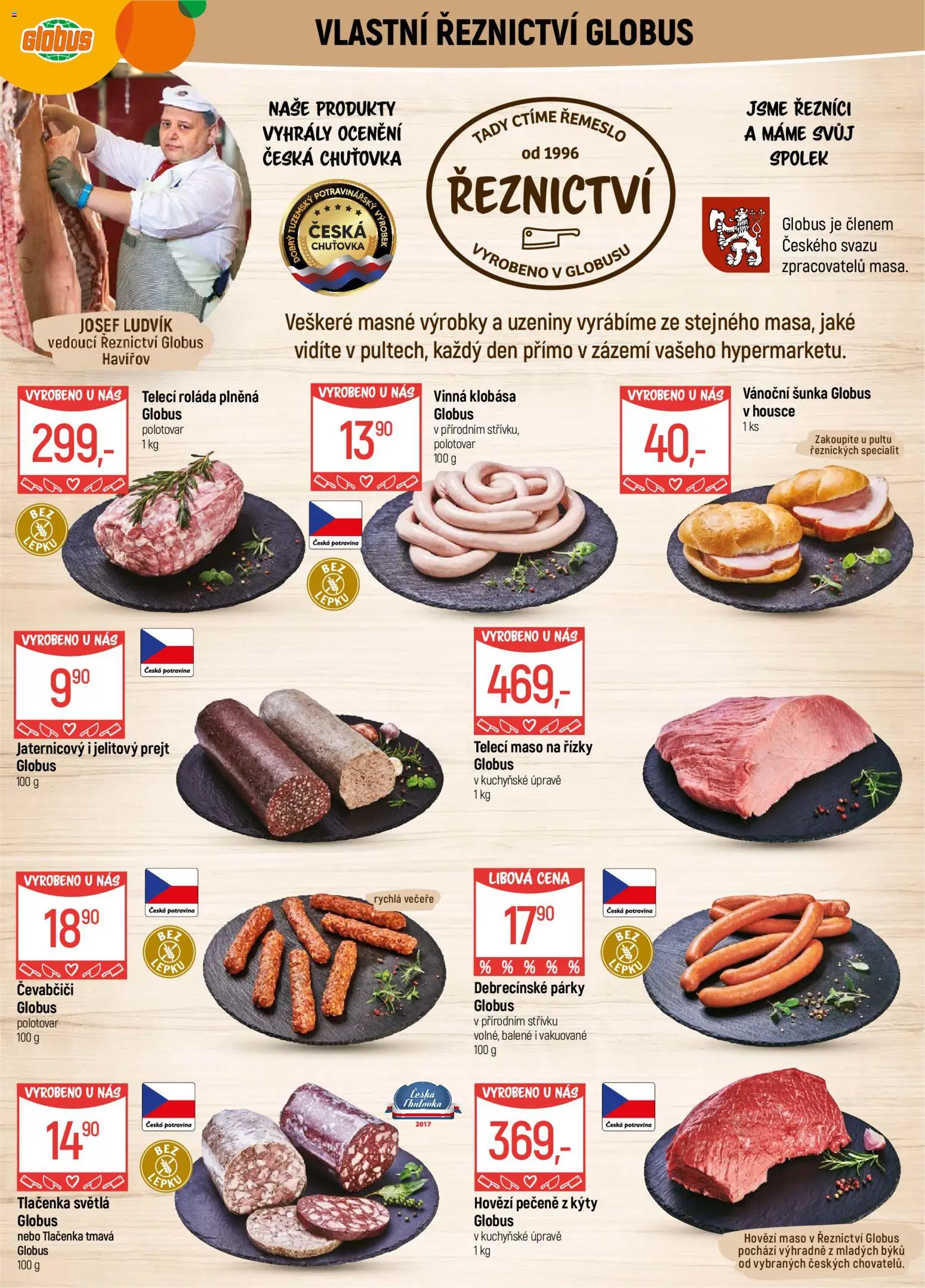 Globus leták - Havířov od 03.12.2025 | Strana: 5 | Produkty: Globus, Šunka, Hovězí maso, Vinná klobása