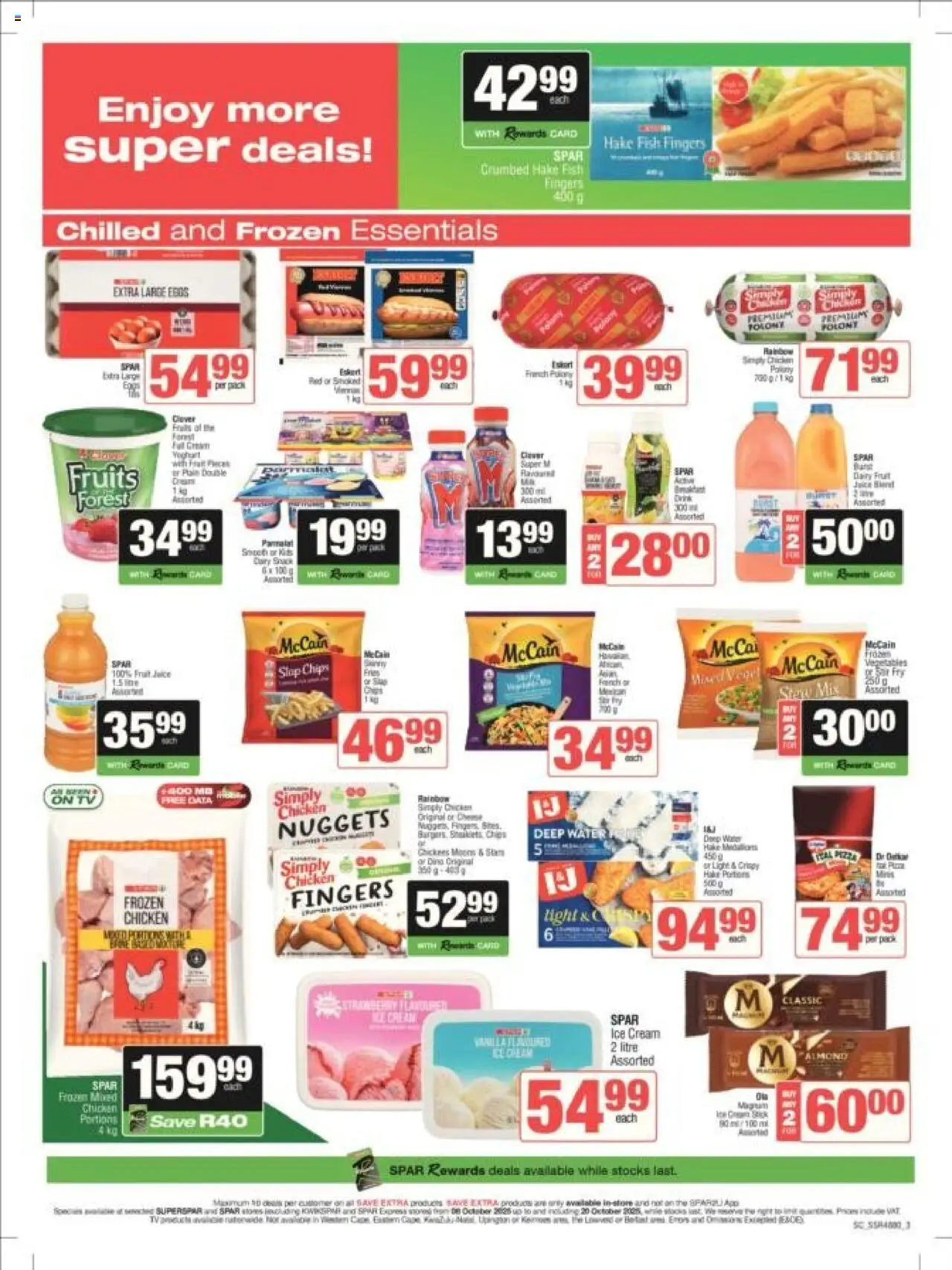 New Spar catalogue – valid from 08.10.2025 | Page: 3 | Products: Light, Juice, Chicken, Water