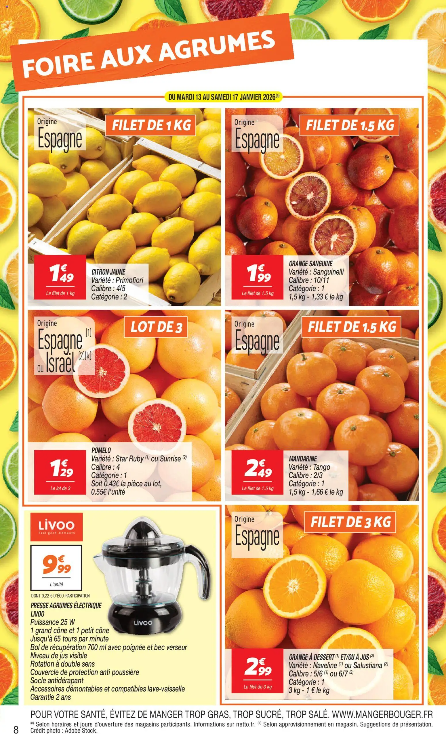 {H1} | Page: 8 | Produits: Citron, Orange, Bol, Jus