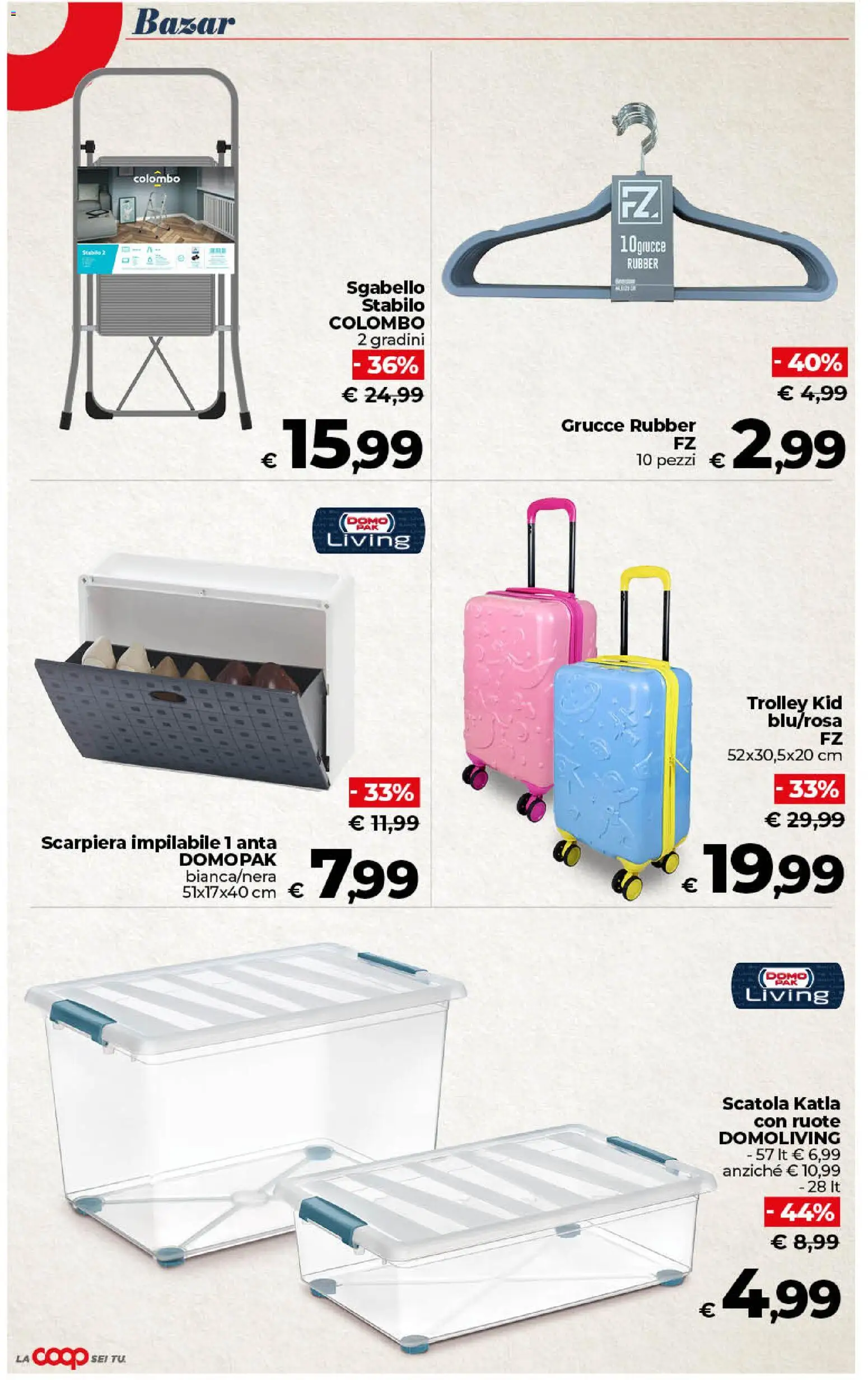 Volantino COOP del 24.02.2026 | Pagina: 46 | Prodotti: Sgabello, Scarpiera, Scatola, Grucce