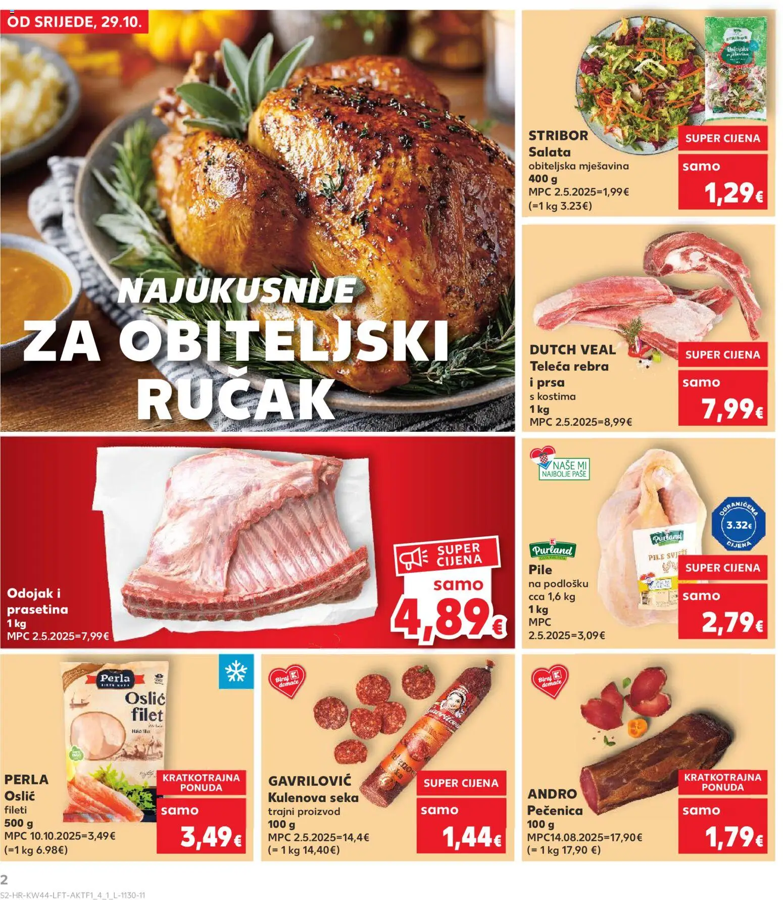Kaufland katalog | vrijedi od 29.10.2025 | Stranica: 2 | Proizvodi: Odojak, Salata, Oslić