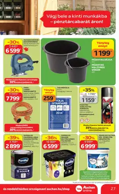 Auchan Kertészet és Szabadidő - amely érvényes a következő dátumtól: 16.04.2026 | Oldal: 27 | Termékek: Hosszabbító, Dekopírfűrész, Akrilfesték, Festék