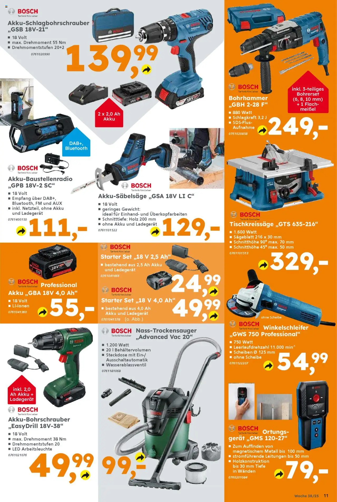 Globus Baumarkt Prospekt 	 – gültig ab 15.09.2025 | Seite: 11 | Produkte: Bosch, Gewicht, Steckdose, Ladegerät