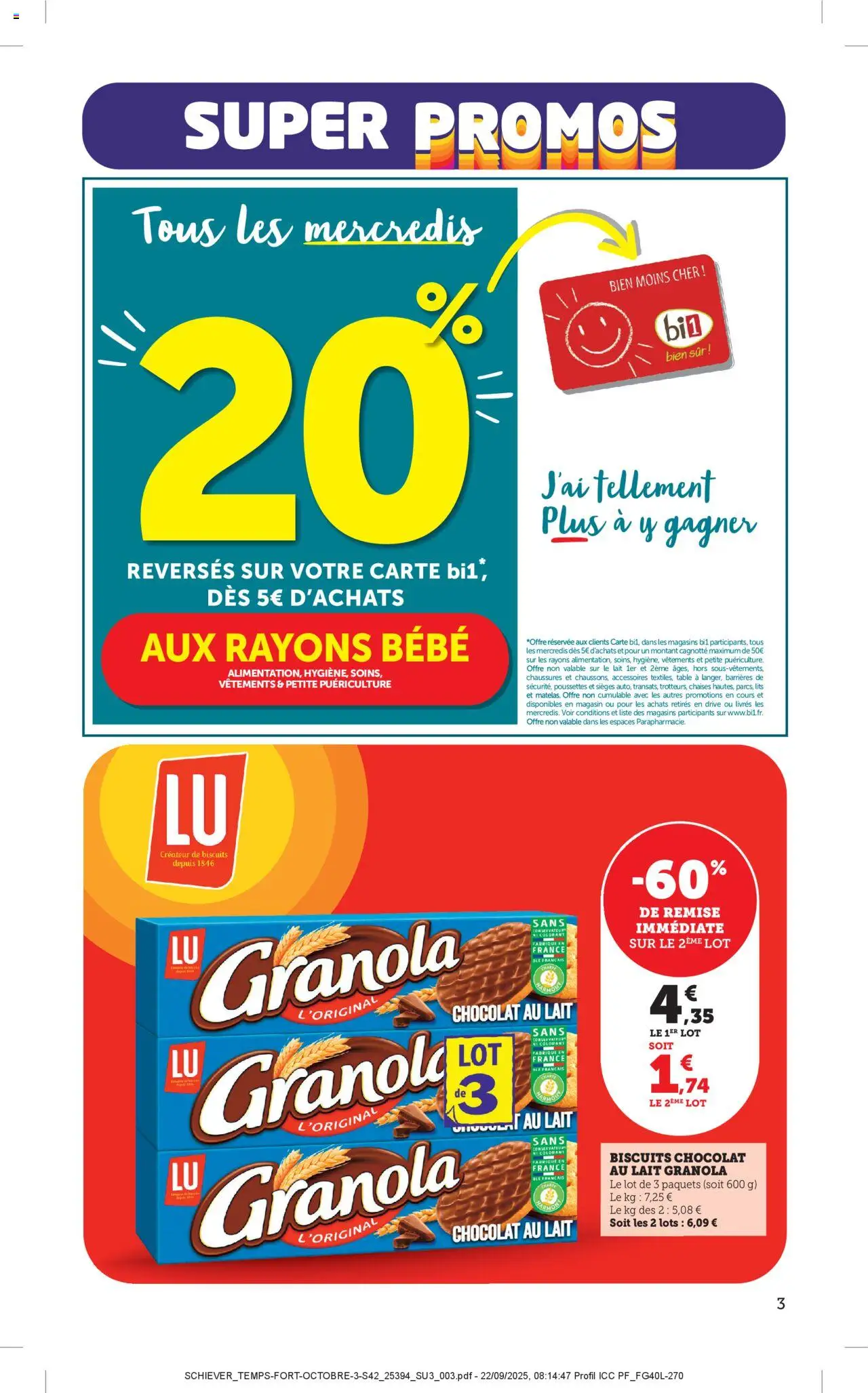 {H1} | Page: 3 | Produits: Vêtements, Lait, Biscuits, Granola
