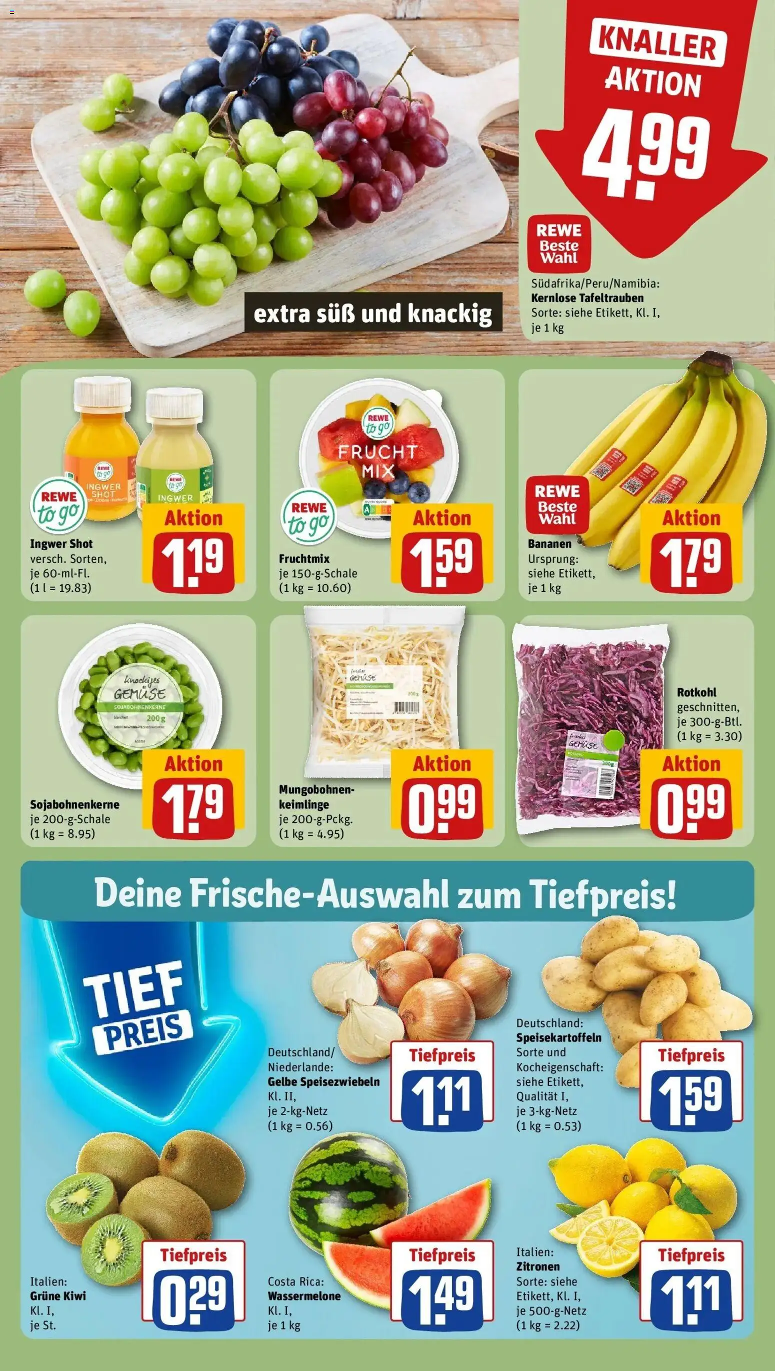 Rewe Prospekt Icking	 – gültig ab 15.03.2026 | Seite: 8 | Produkte: Rotkohl, Bananen, Gemüse, Kiwi