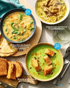 Gebonden aardappel-kikkererwtensoep met spinazie, Potato and chickpea soup with spinach. - Voorbeeld van een folder van Albert Heijn, geldig van 06.10.2025 | Pagina: 31