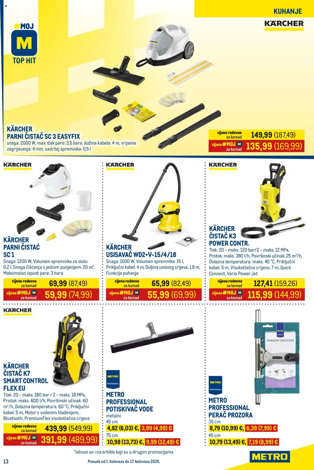 Metro katalog | vrijedi od 01.08.2025 | Stranica: 1 | Proizvodi: Usisavač, Kärcher, Kabel, Parni čistač