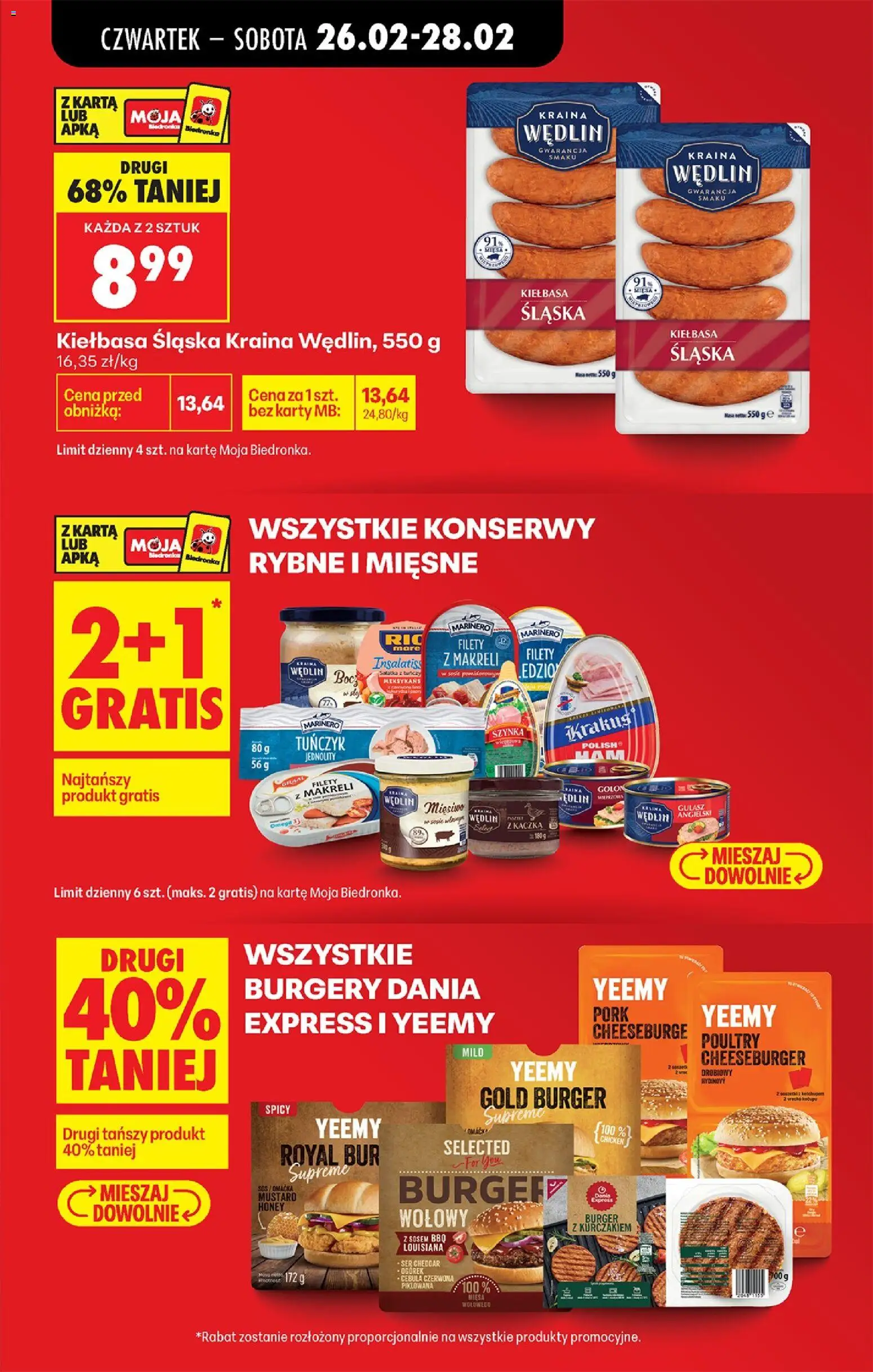 Biedronka gazetka - Oferta w tym tygodniu od 26.02.2026 | Strona: 13 | Produkty: Kiełbasa, Karta, Tuńczyk, Ser cheddar