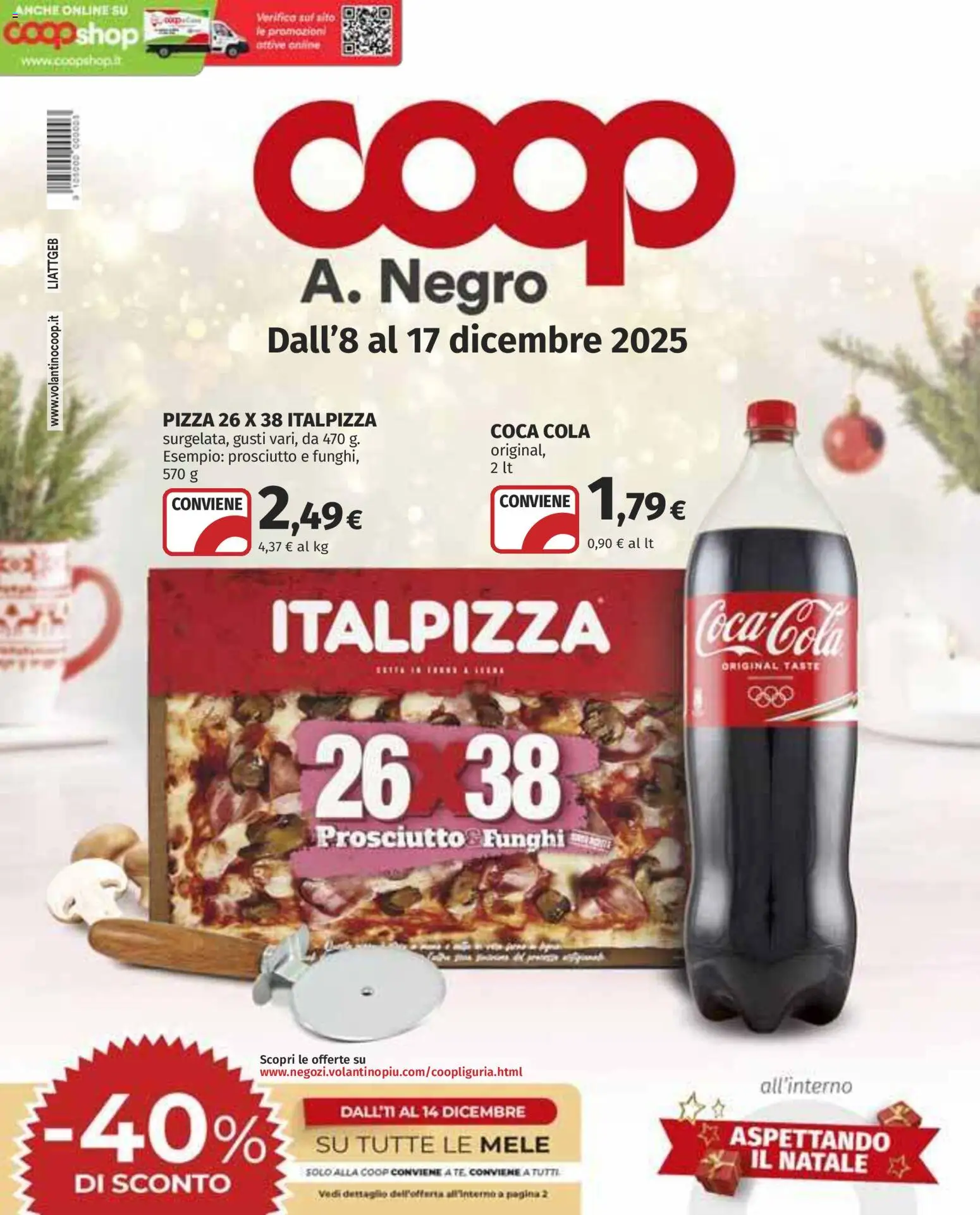 Volantino COOP del 08.12.2025 | Pagina: 1 | Prodotti: Pizza, Mele, Prosciutto, Coca Cola