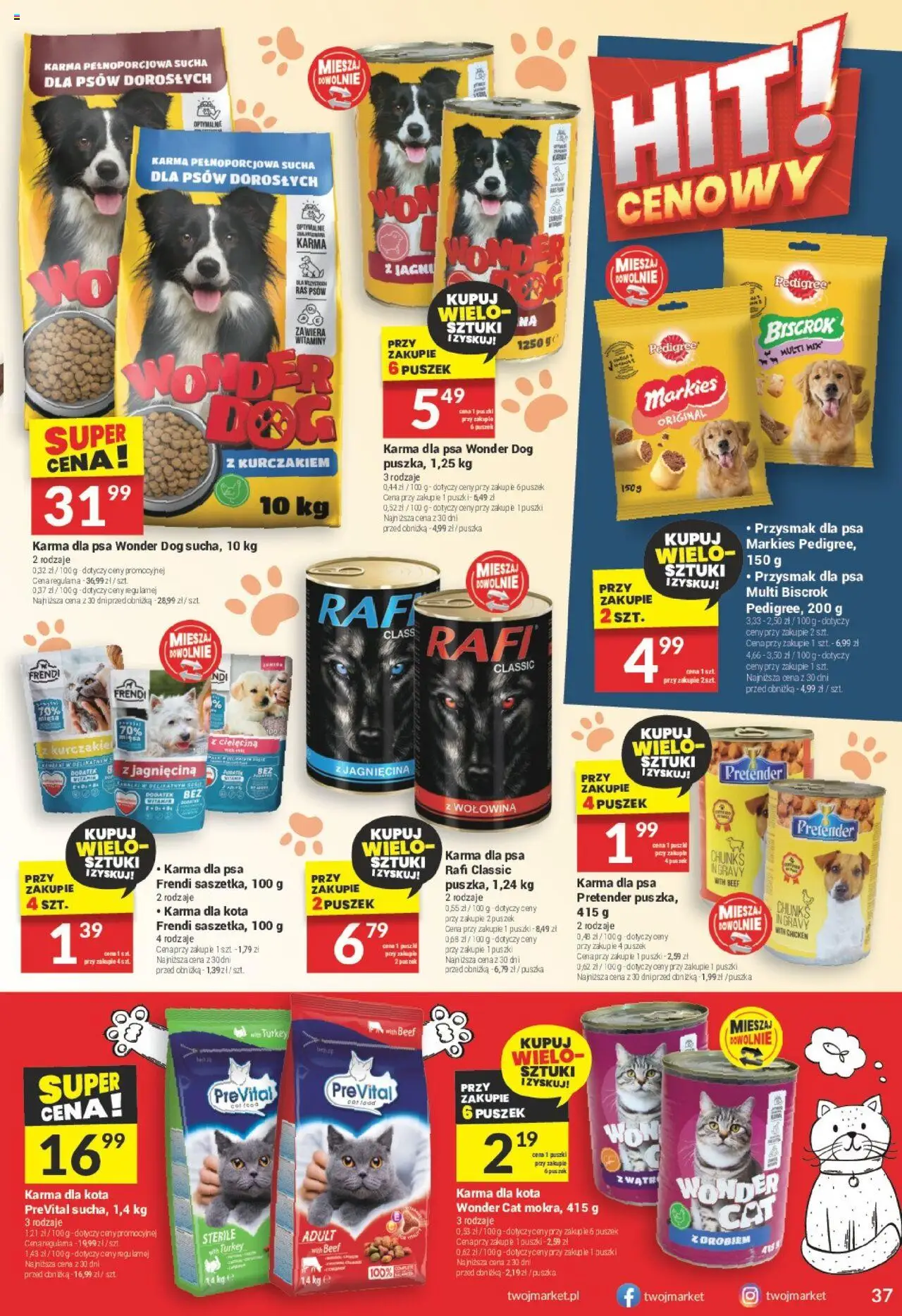 Twój Market Gazetka od 22.10.2025 | Strona: 37 | Produkty: Pedigree, Karma dla kota, Karma dla psa, Wołowina