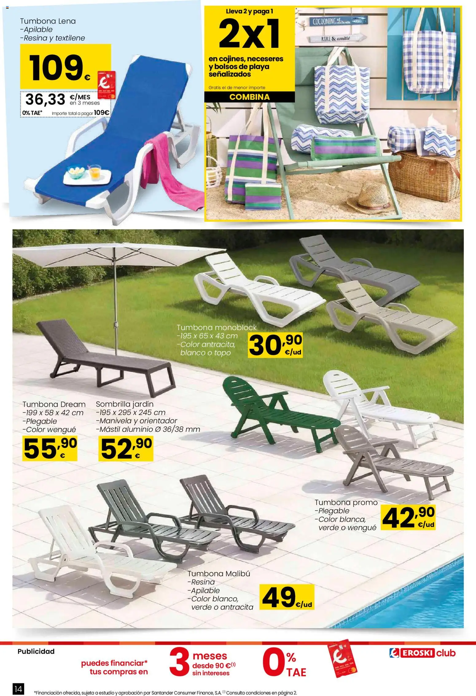 Eroski - Qué planazo │ válido desde el 26.03.2026 | Página: 14 | Productos: Sombrilla, Tumbona