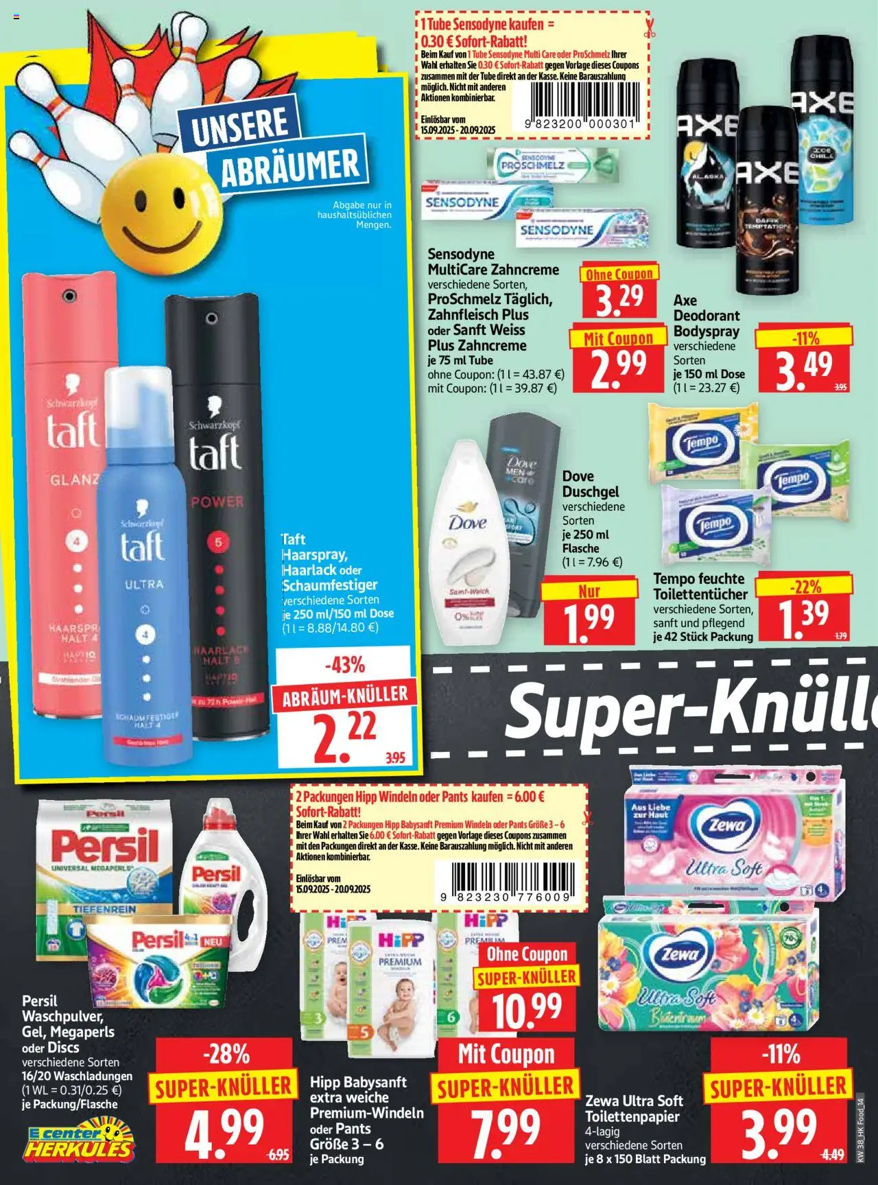 HERKULES Prospekt 	 – gültig ab 15.09.2025 | Seite: 14 | Produkte: Zewa, Deodorant, Tempo, Toilettenpapier