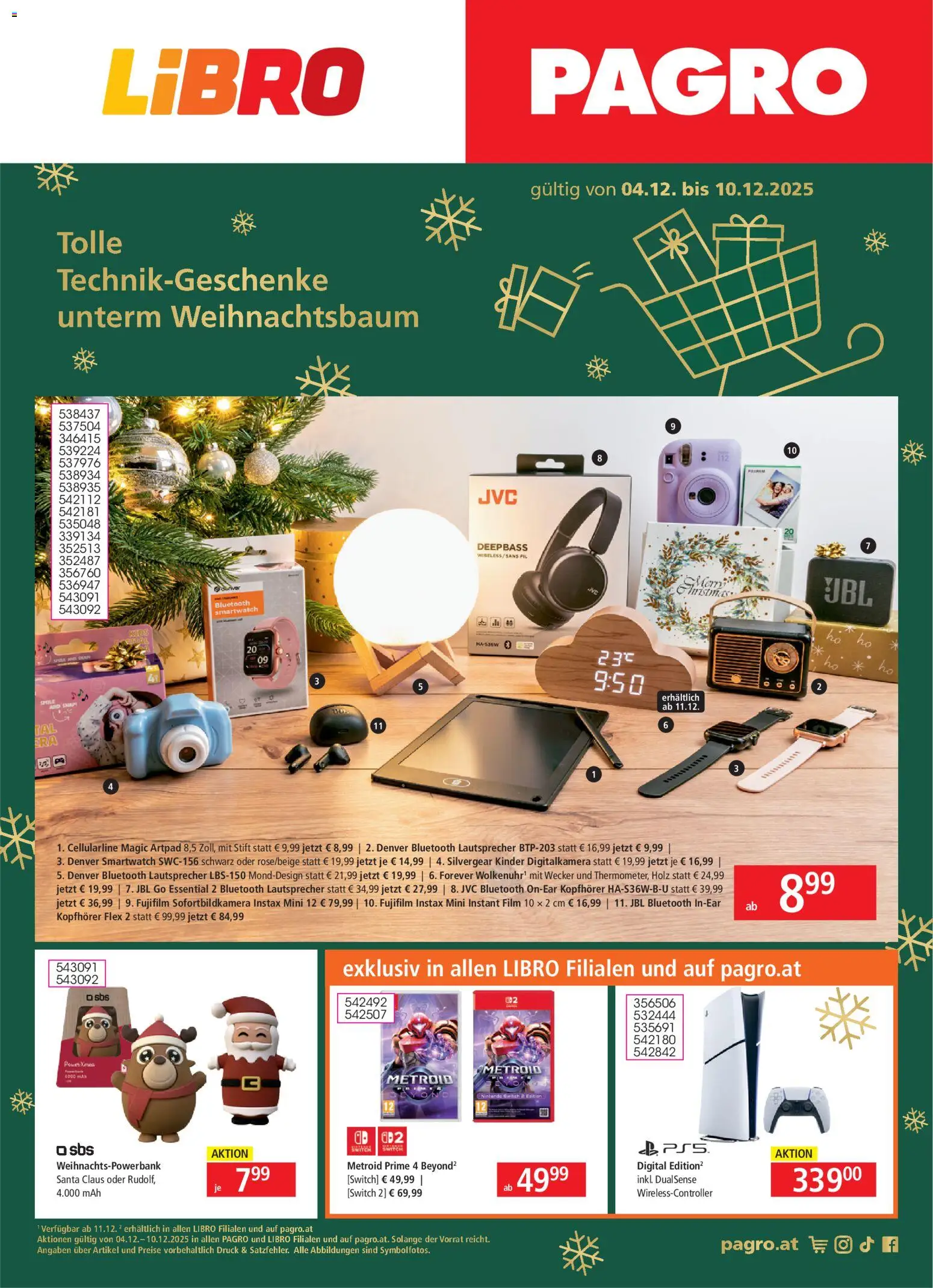 Pagro-Diskont Flugblatt gültig ab 04.12.2025 | Seite: 1 | Produkte: Wecker, Kopfhörer, Lautsprecher, Smartwatch