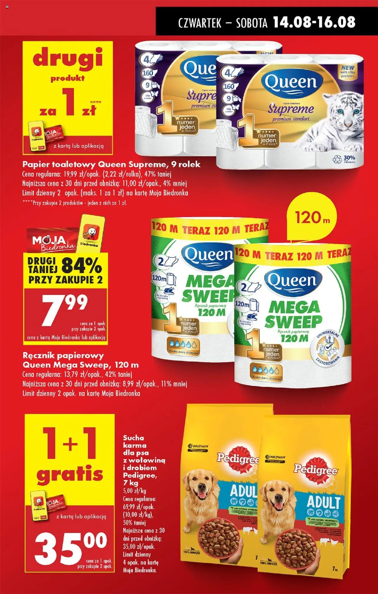 Biedronka gazetka - Oferta w tym tygodniu od 14.08.2025 | Strona: 7 | Produkty: Papier toaletowy, Karma dla psa, Sucha karma dla psa, Ręcznik papierowy