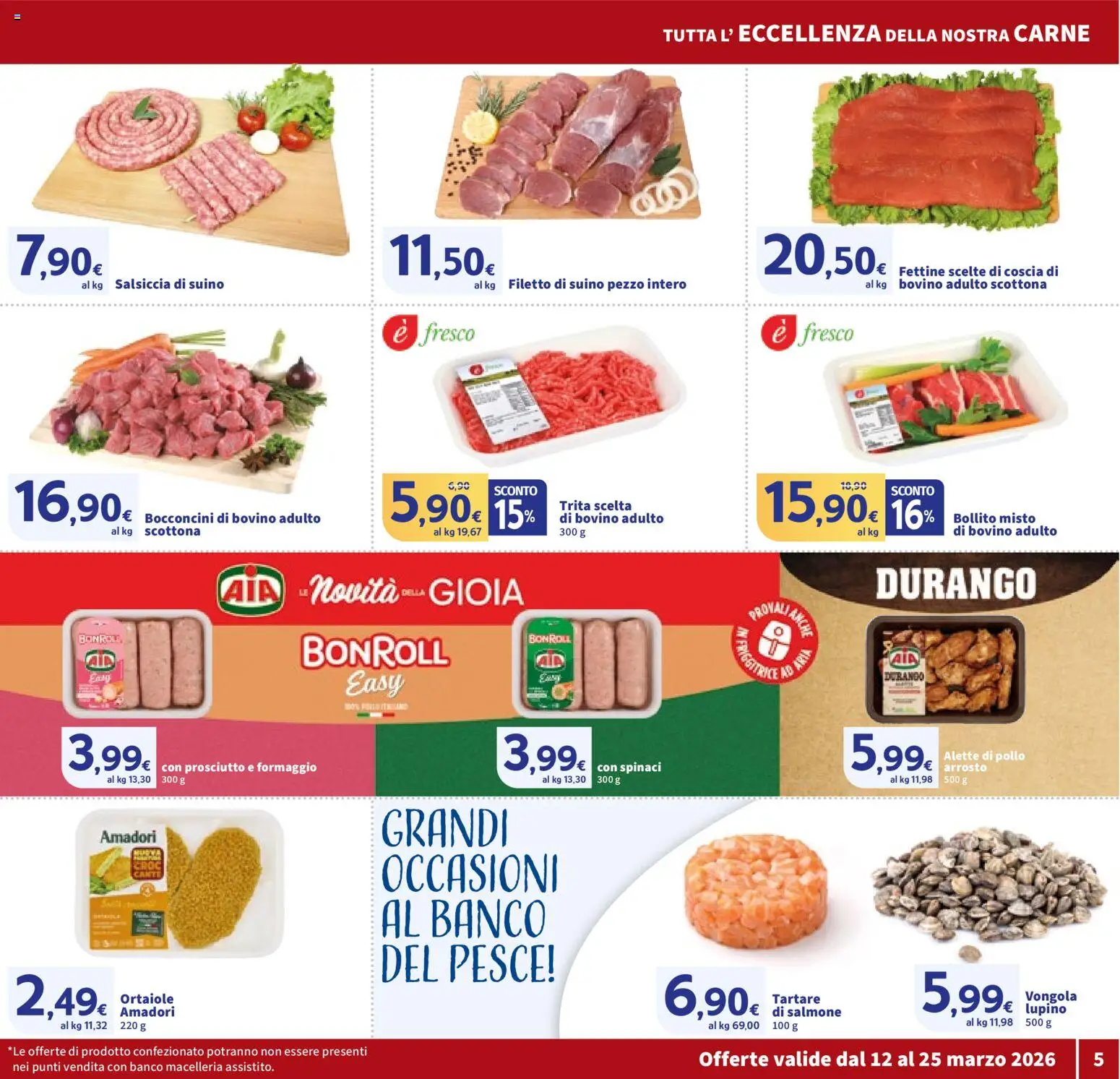 Volantino SIGMA del 12.03.2026 | Pagina: 5 | Prodotti: Bovino, Salmone, Suino, Spinaci