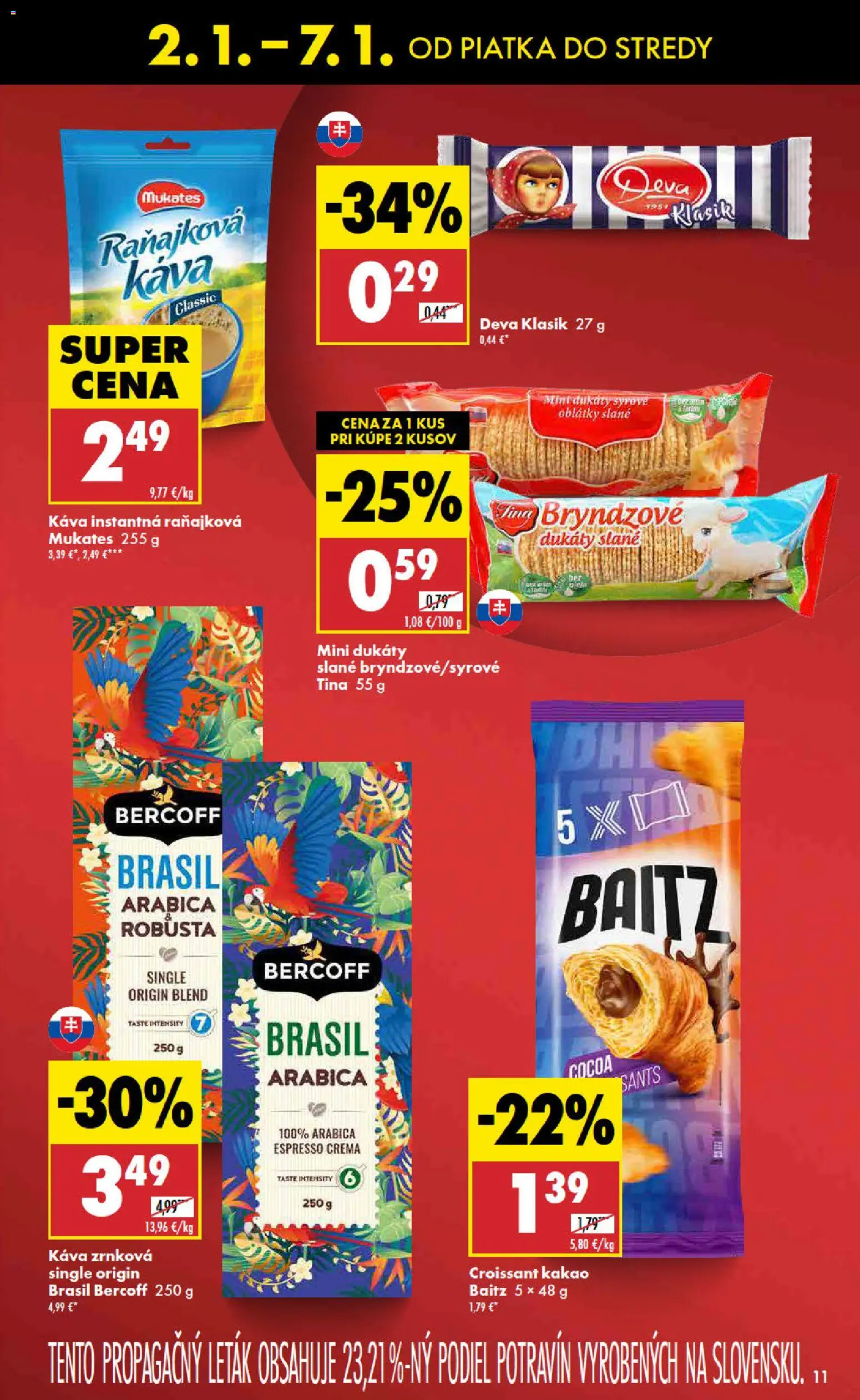 Nové Biedronka akcie – leták je platný od 02.01.2026 | Strana: 11 | Produkty: Káva, Croissant, Kakao