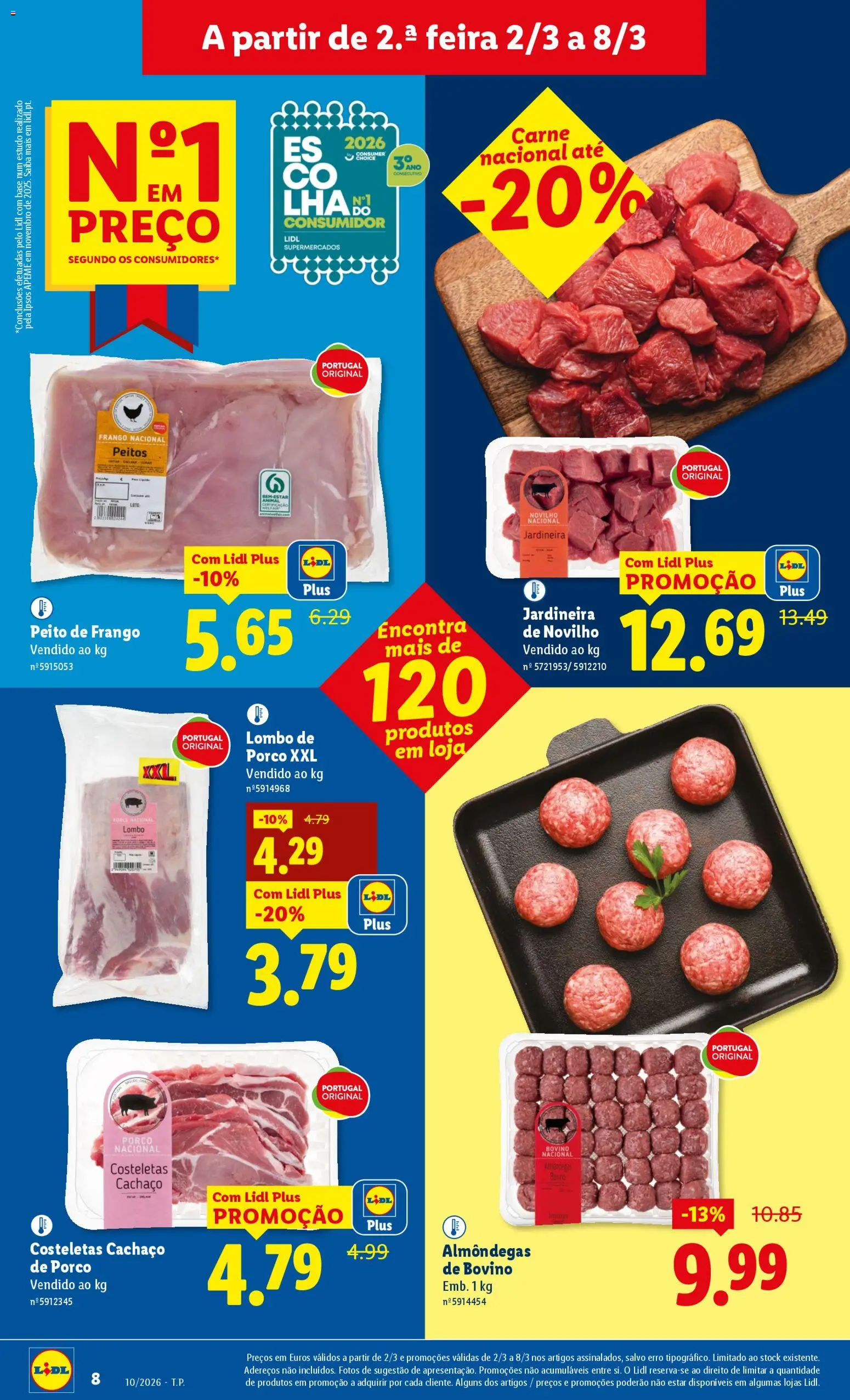 Lidl folheto │ válido de 02.03.2026 | Página: 8 | Produtos: Peito de frango, Frango, Lombo, Carne