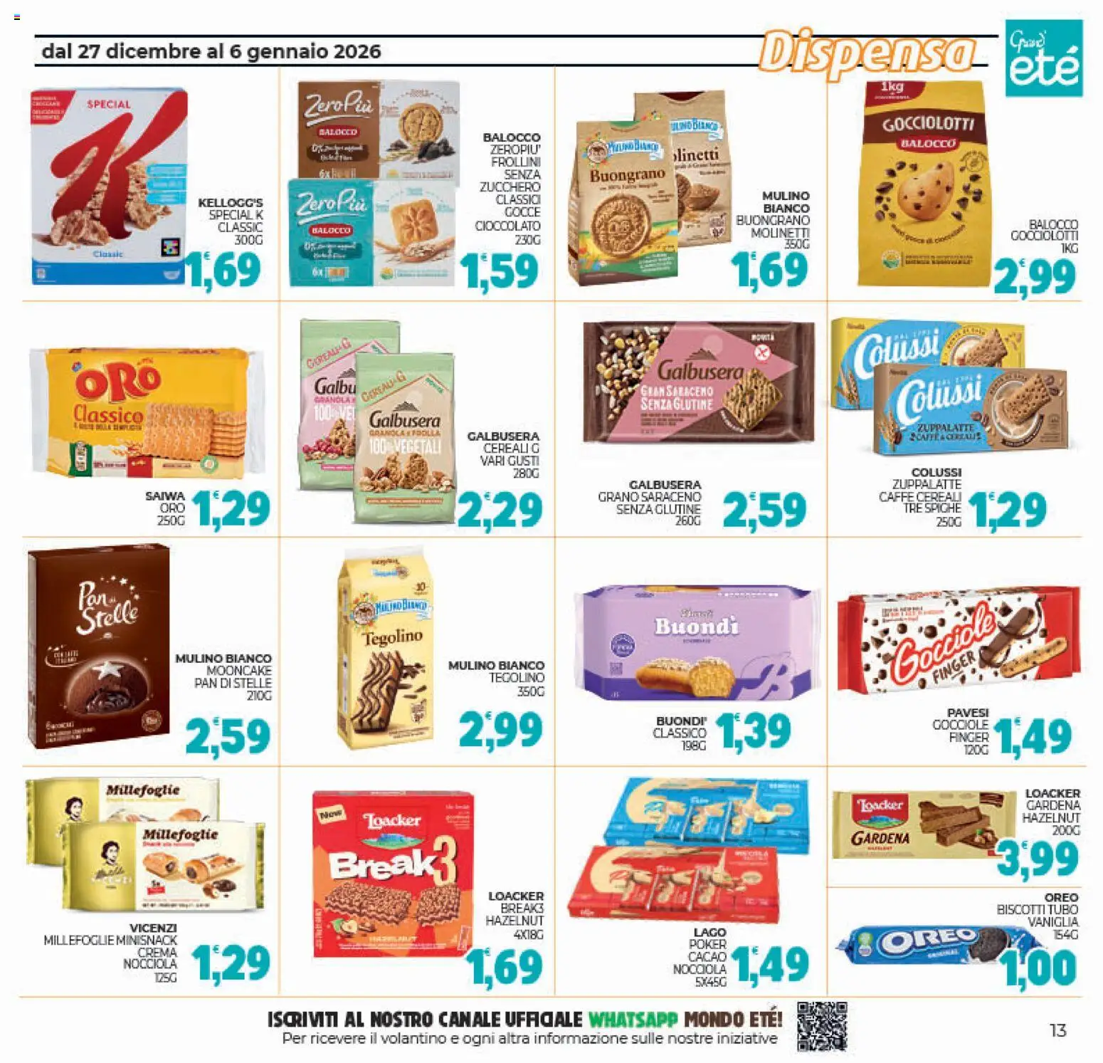 Volantino Eté del 27.12.2025 | Pagina: 13 | Prodotti: Crema, Cioccolato, Biscotti, Zucchero