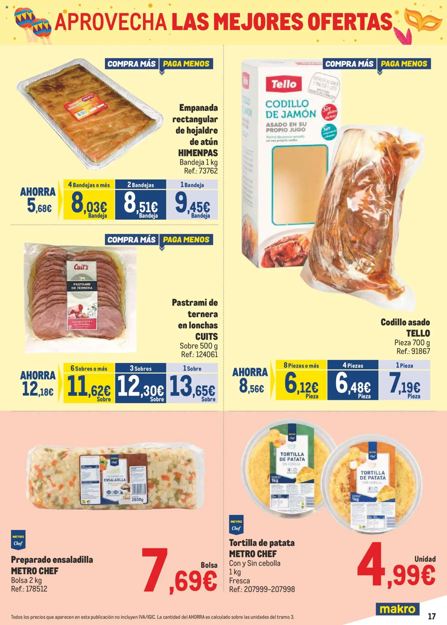 Makro - Precios Canarias │ válido desde el 02.02.2026 | Página: 17 | Productos: Jamón, Παγωμένο τσάι, Bolsa, Bandeja
