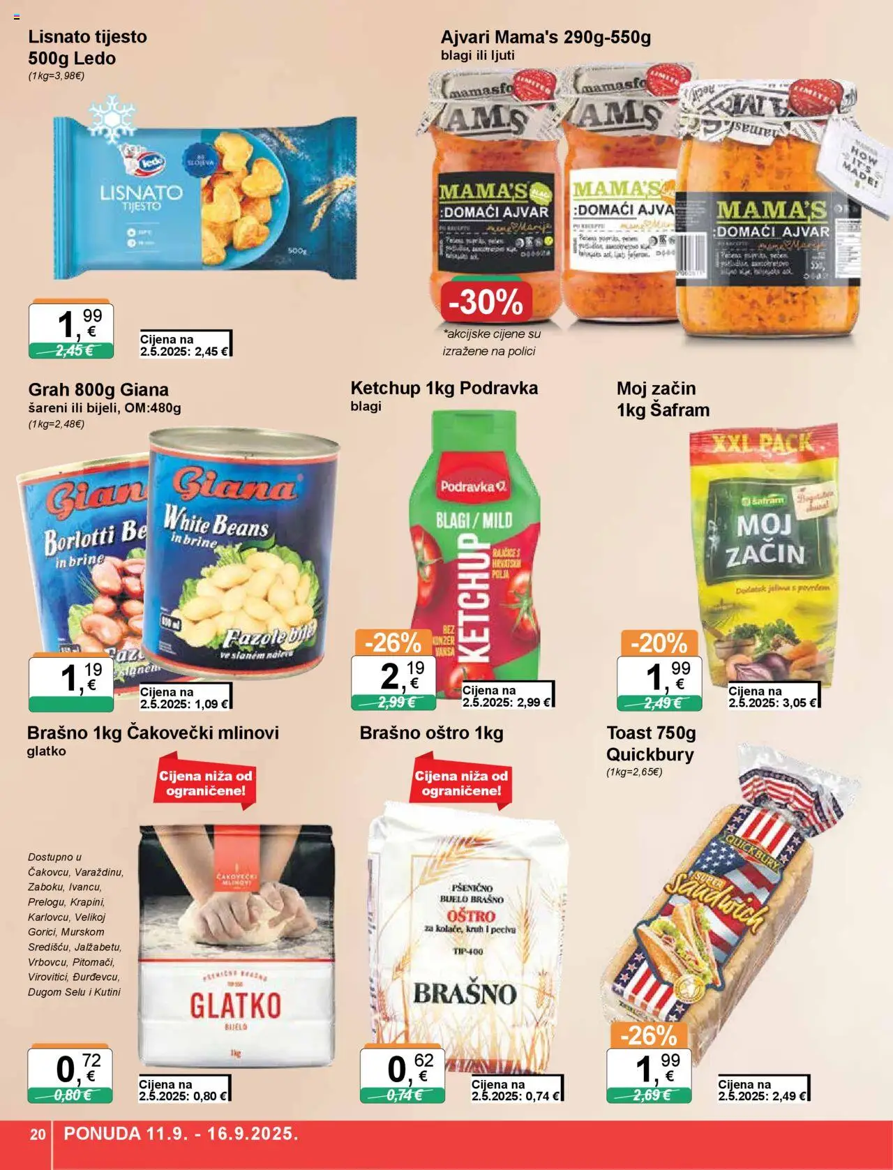 KTC katalog | vrijedi od 11.09.2025 | Stranica: 20 | Proizvodi: Kruh, Ajvar, Ledo, Brašno