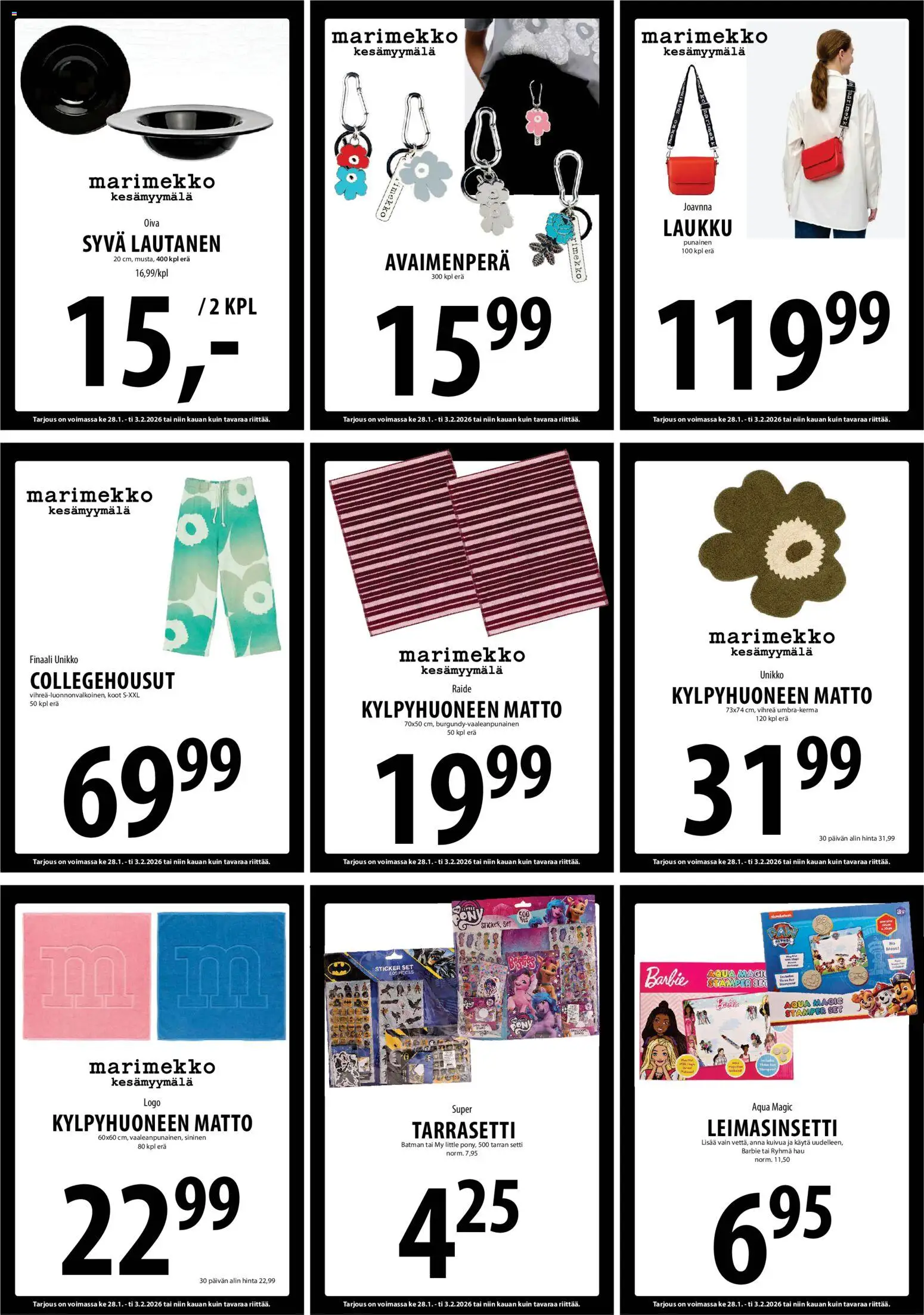 Tuuri tarjoukset – voimassa 28.01.2026 alkaen | Sivu: 9 | Tuotteet: Laukku, Matto, Kylpyhuoneen matto, Lautanen