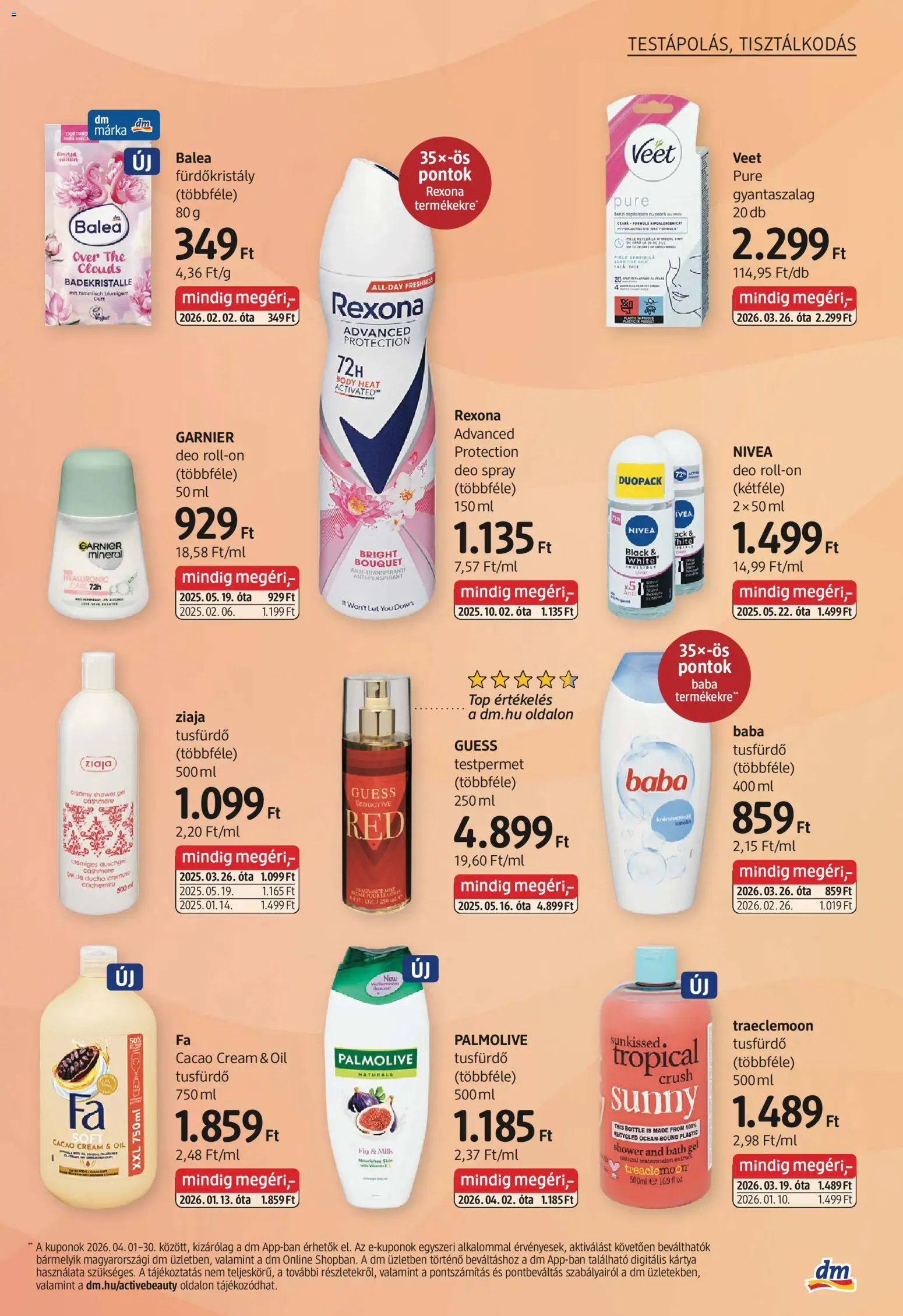 DM Drogerie Markt akciós ujság - amely érvényes a következő dátumtól: 09.04.2026 | Oldal: 13 | Termékek: Testpermet, Body, Roll-on, Tusfürdő