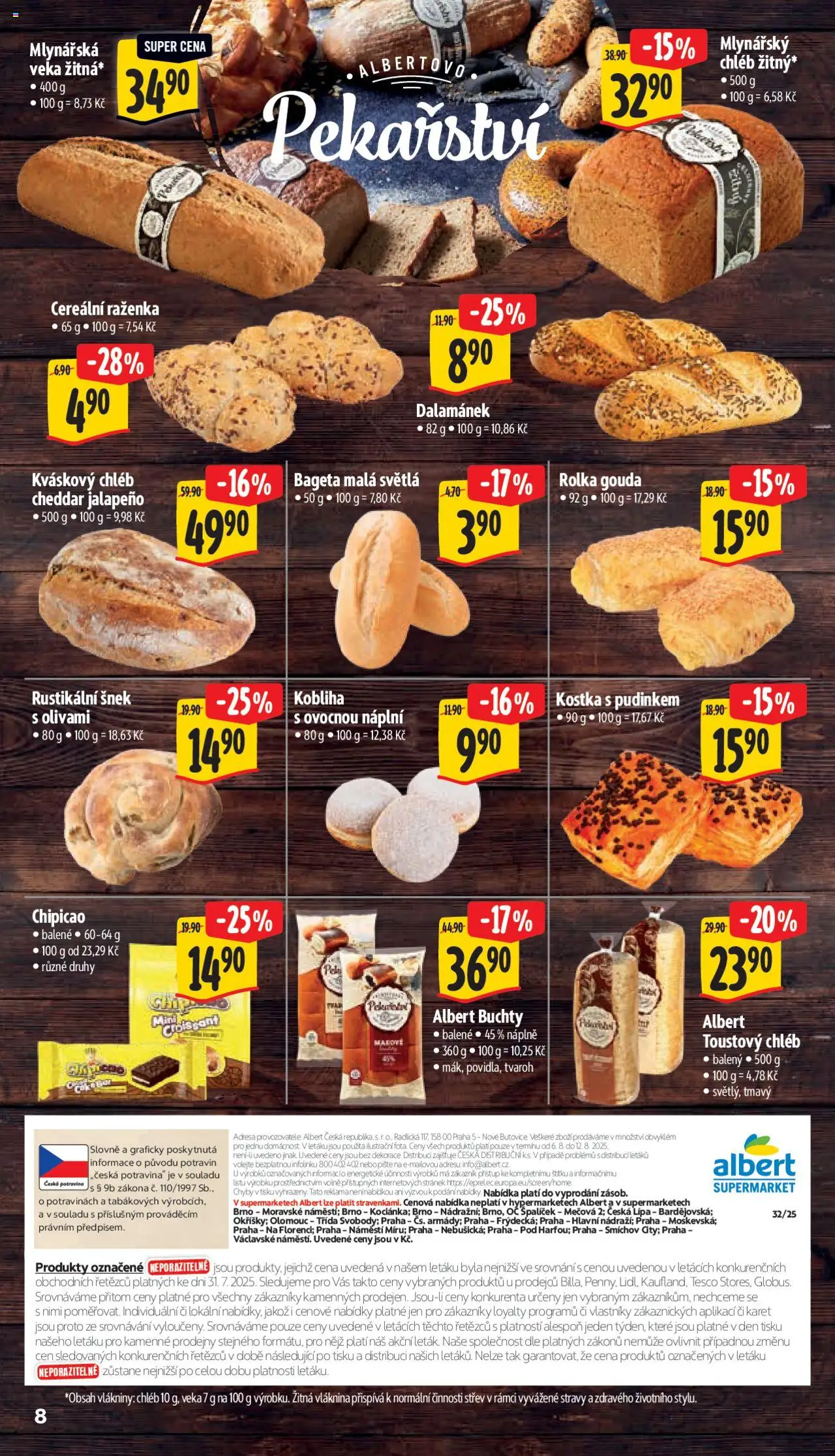 Albert leták - Supermarket od 06.08.2025 | Strana: 15 | Produkty: Veka, Gouda, Chléb, Cheddar
