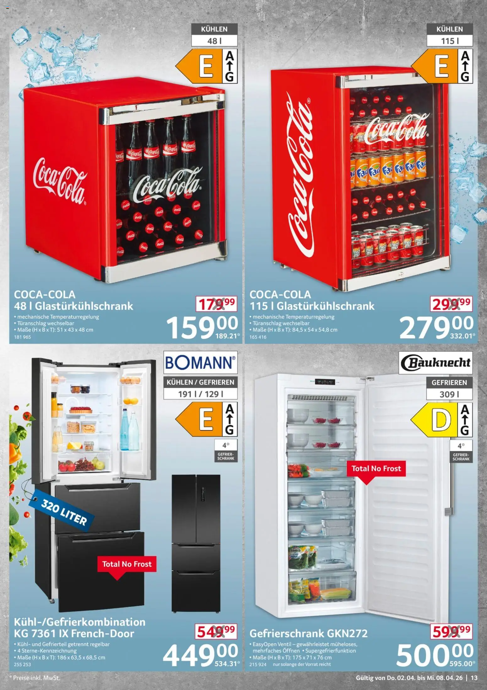Selgros Non Food – gültig ab 02.04.2026 | Seite: 13 | Produkte: Gefrierschrank, Coca cola, Cola, Schrank
