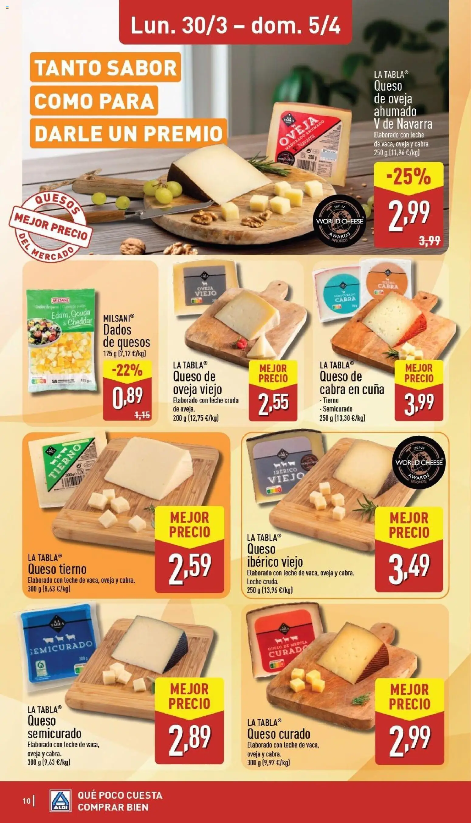 Aldi folleto Península │ válido desde el 30.03.2026 | Página: 10 | Productos: Queso de oveja, Leche, Queso, Cuna