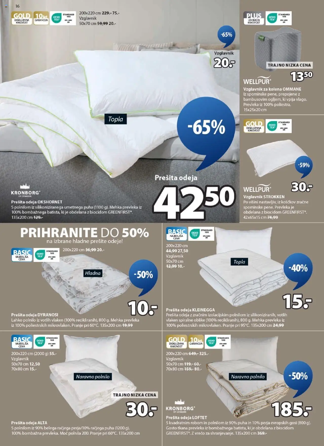 Novi JYSK katalog ponudbe – veljaven od 03.09.2025 | Stran: 16 | Izdelki: Prešita odeja, Vzglavnik, Prevleka, Odeja