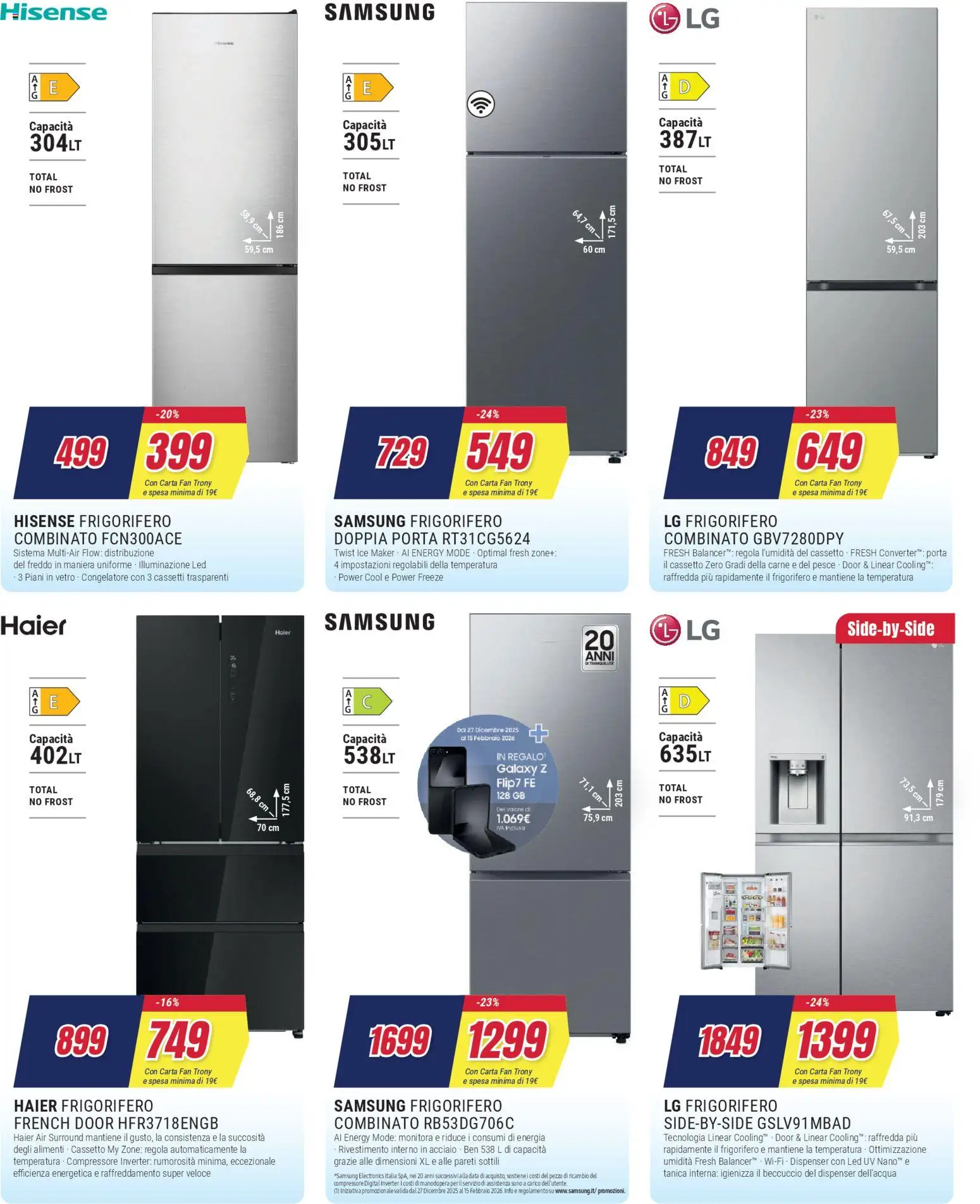 Volantino Trony del 27.12.2025 | Pagina: 24 | Prodotti: Tanica, Frigorifero, Fan, Frigorifero combinato