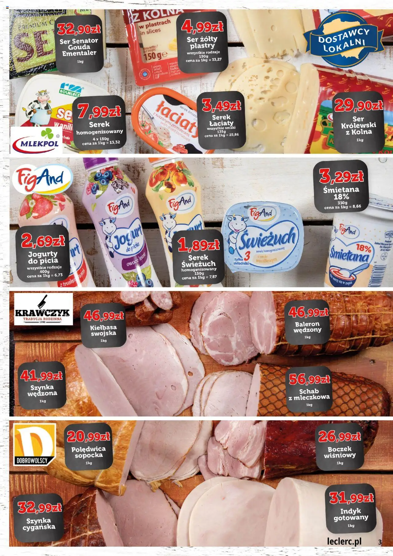 E.Leclerc Gazetka - Radom od 15.09.2025 | Strona: 3 | Produkty: Kiełbasa, Ser żółty, Ser, Jogurt