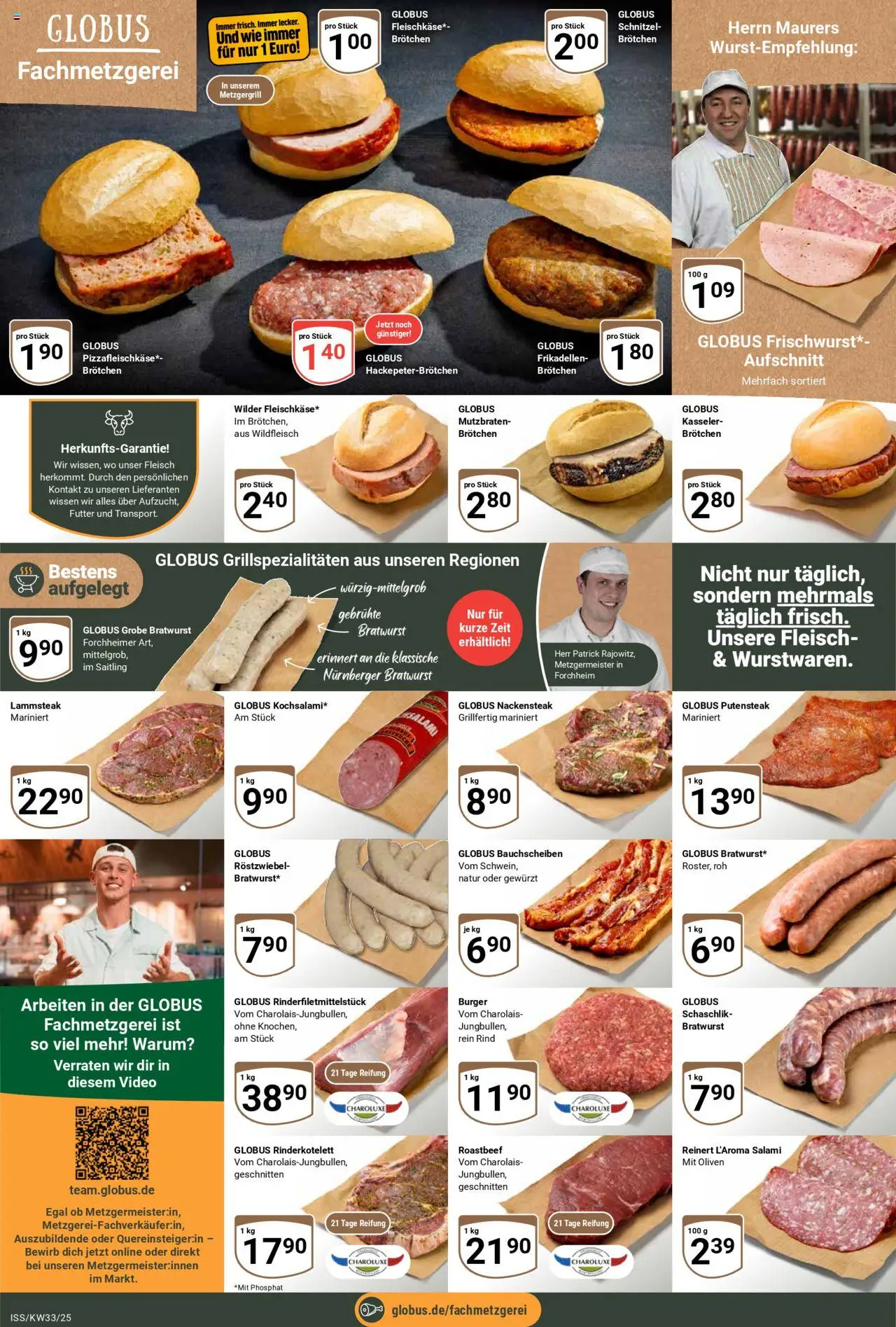 Globus Prospekt 	 - gültig ab dem 11.08.2025 | Seite: 6 | Produkte: Bratwurst, Burger, Salami, Fleisch