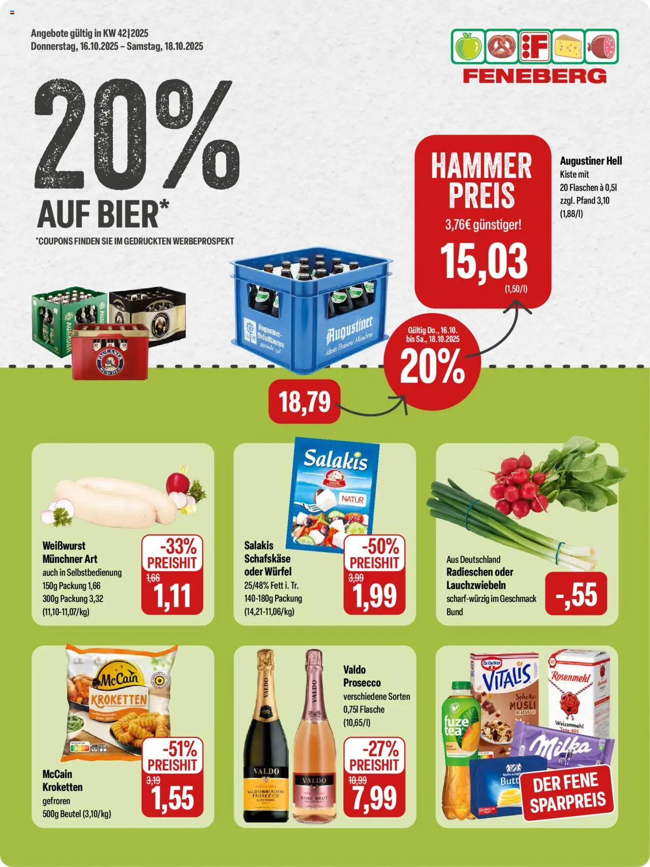 Feneberg Angebote – gültig ab 16.10.2025 | Seite: 1 | Produkte: Weizenmehl, McCain, Milka, Schafskase