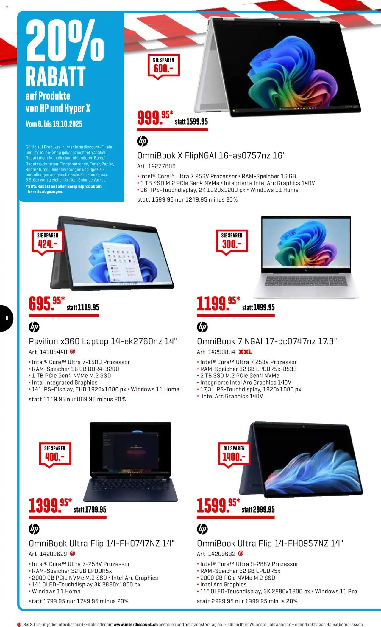 Interdiscount Aktionen – gültig ab 06.10.2025 | Seite: 8 | Produkte: Laptop, HP