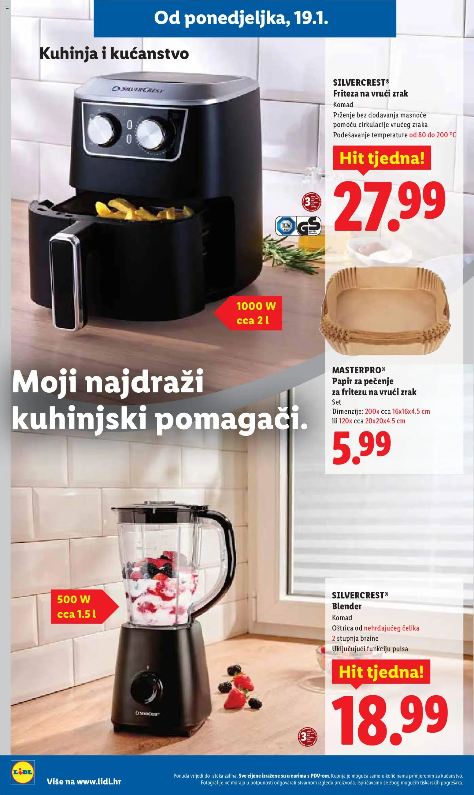 Lidl katalog | vrijedi od 19.01.2026 | Stranica: 30 | Proizvodi: Papir za pečenje, Kuhinja, Blender, Friteza na vrući zrak