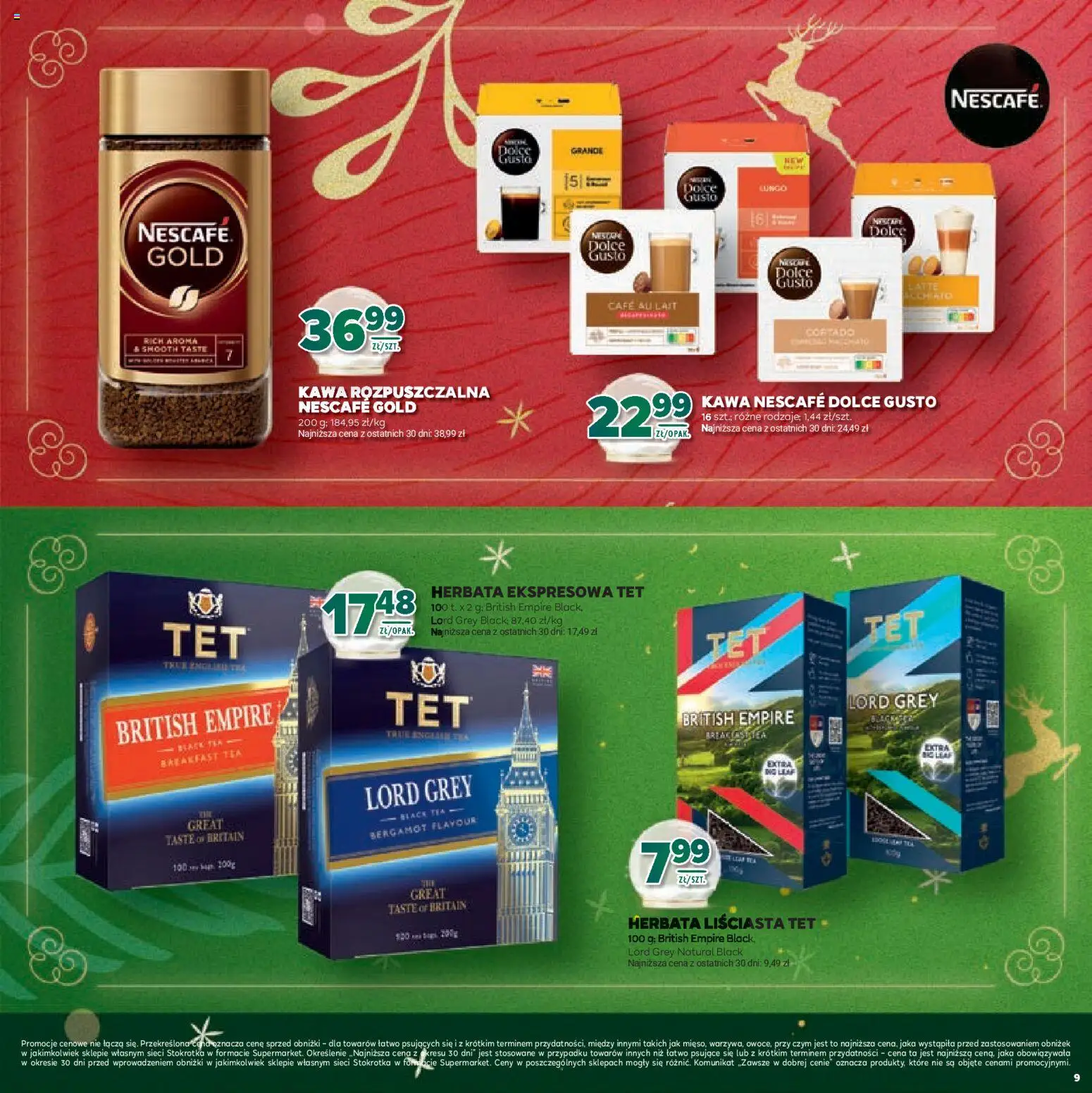 Stokrotka Gazetka - Boże Narodzenie od 11.12.2025 | Strona: 9 | Produkty: Kawa rozpuszczalna, Dolce Gusto, Kawa, Herbata