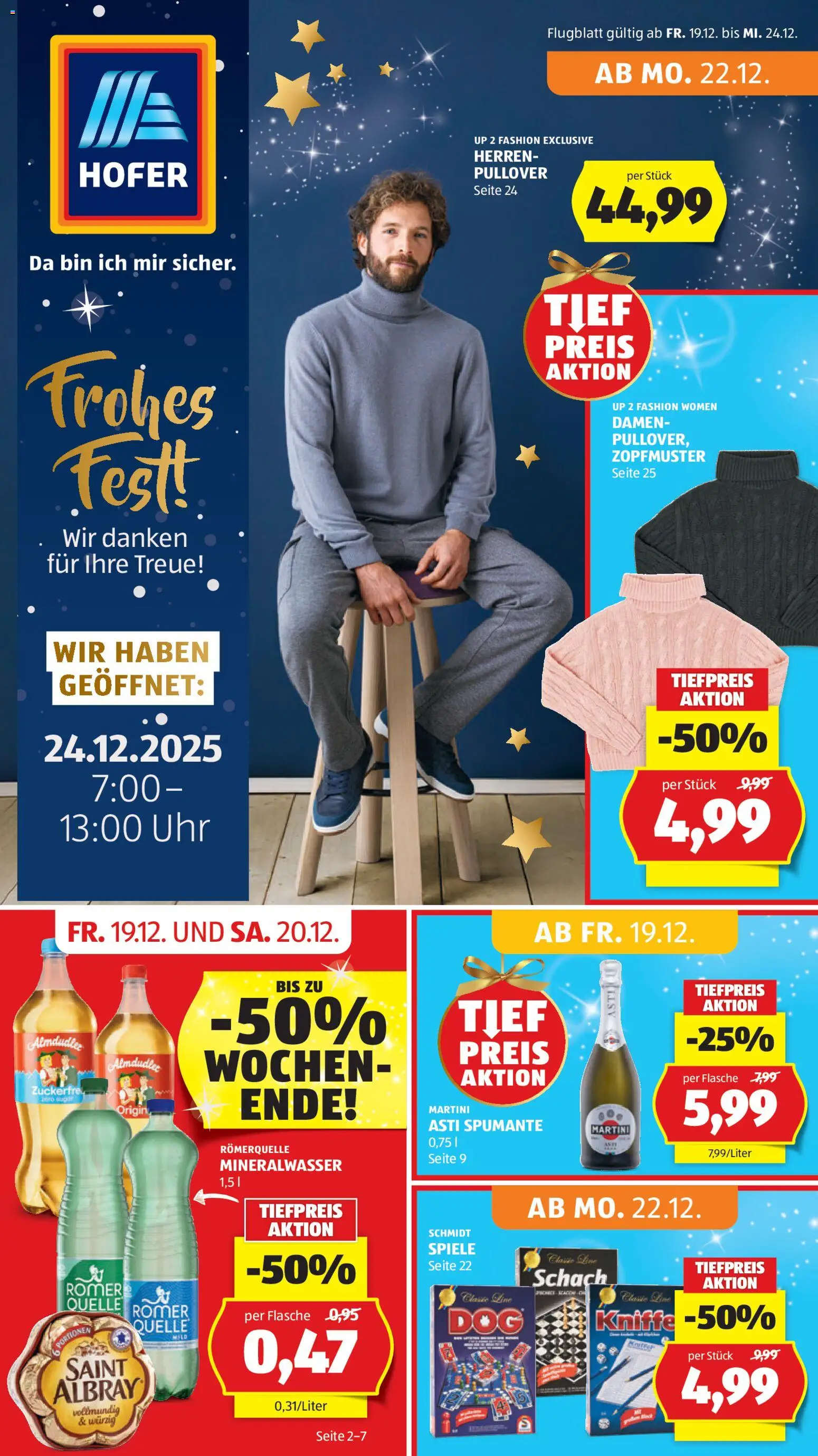 Hofer Flugblatt gültig ab 19.12.2025 | Seite: 1 | Produkte: Pullover, Uhr